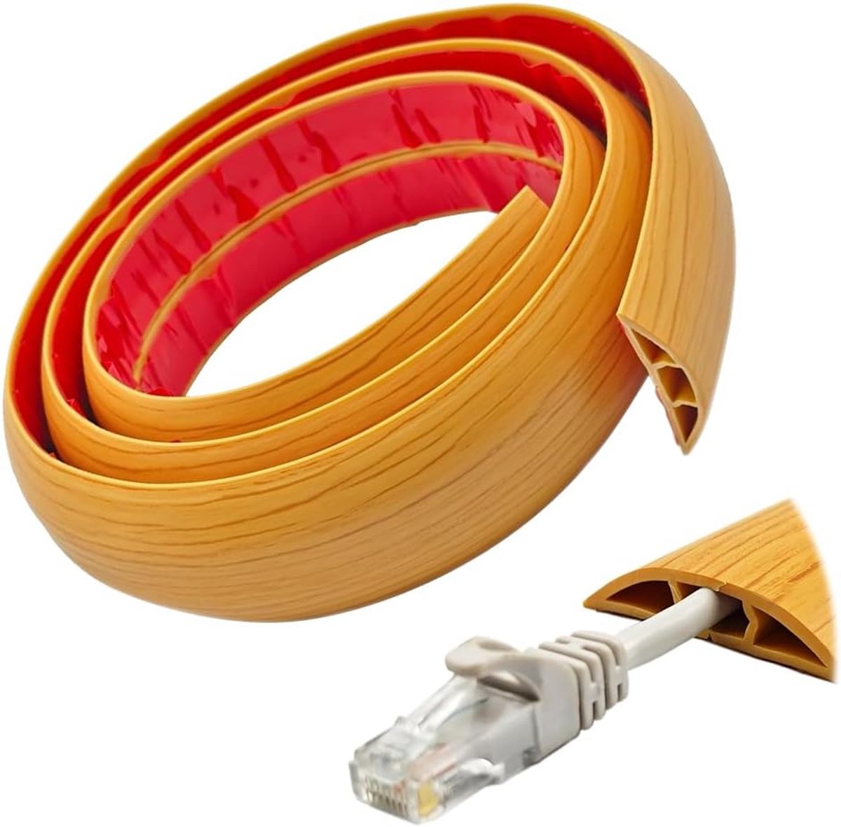 Kabelgoot 1,5 m - PVC vloer - Houtlook - Verberg kabels en draden - SnelShoppen