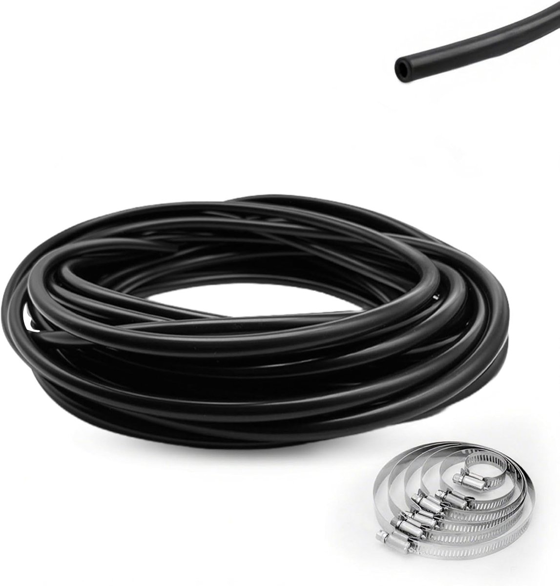 SnelShoppen - 6 Meter Drukslang Auto Vacuüm Siliconen Slang Hoog Temperatuur Vacuümslang met 6 Klemmen Ø 6-12 mm Geschikt voor Auto's en Klussen