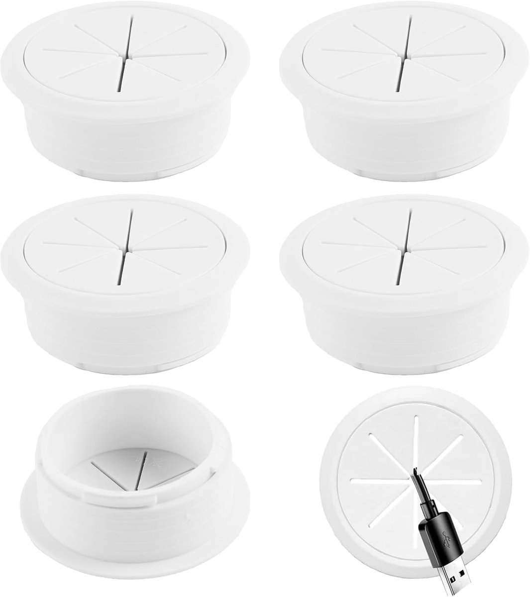 Kabeldoorvoer 60 mm - Flexibel plastic - 6 stuks - Voor een nette werkplek - SnelShoppen