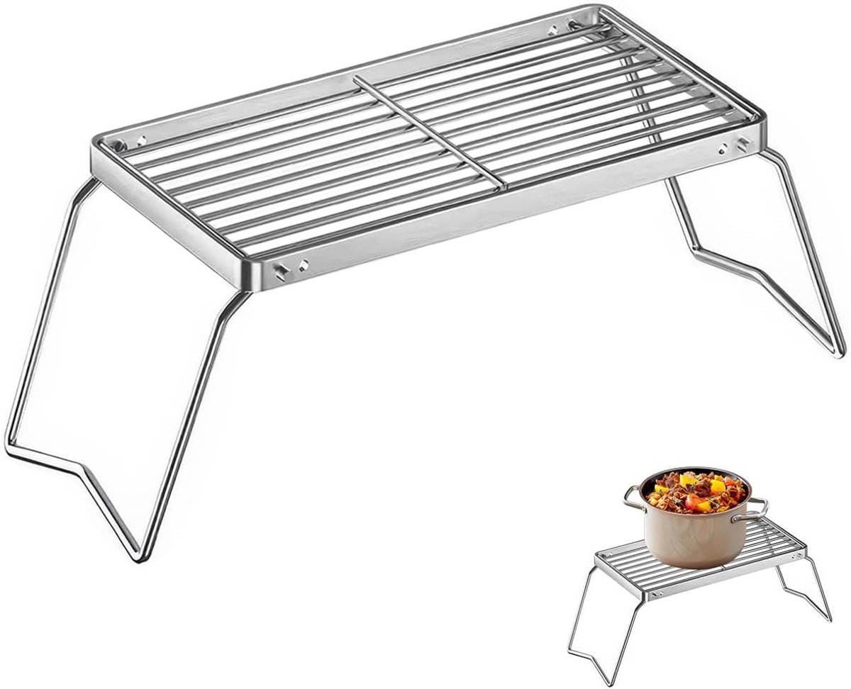 Inklapbaar grillrooster 30 x 16 cm - roestvrij staal - stevig en duurzaam - ideaal voor kamperen - SnelShoppen