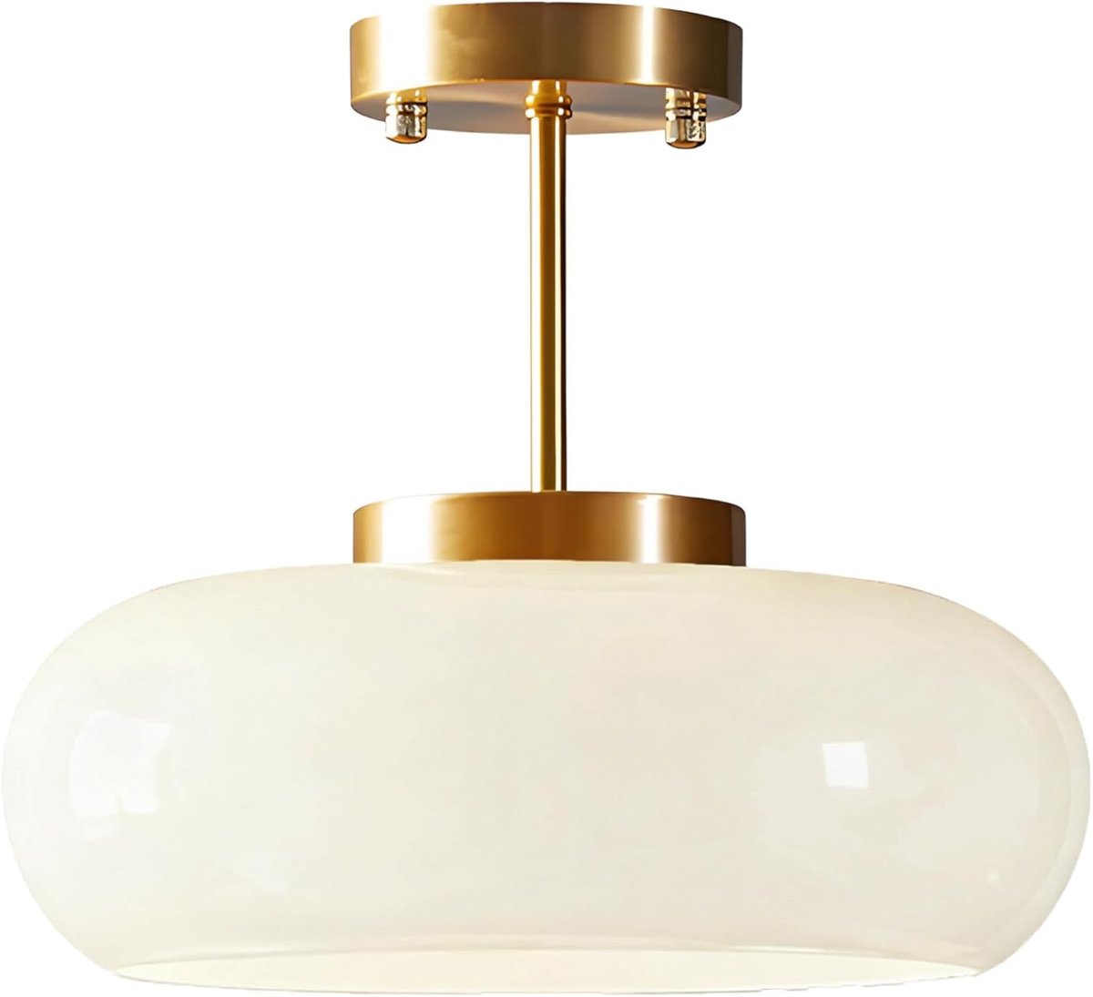 Plafondlamp semi-ingebouwd 28cm - glas met gouden metalen basis - modern design - perfect voor slaapkamers - SnelShoppen