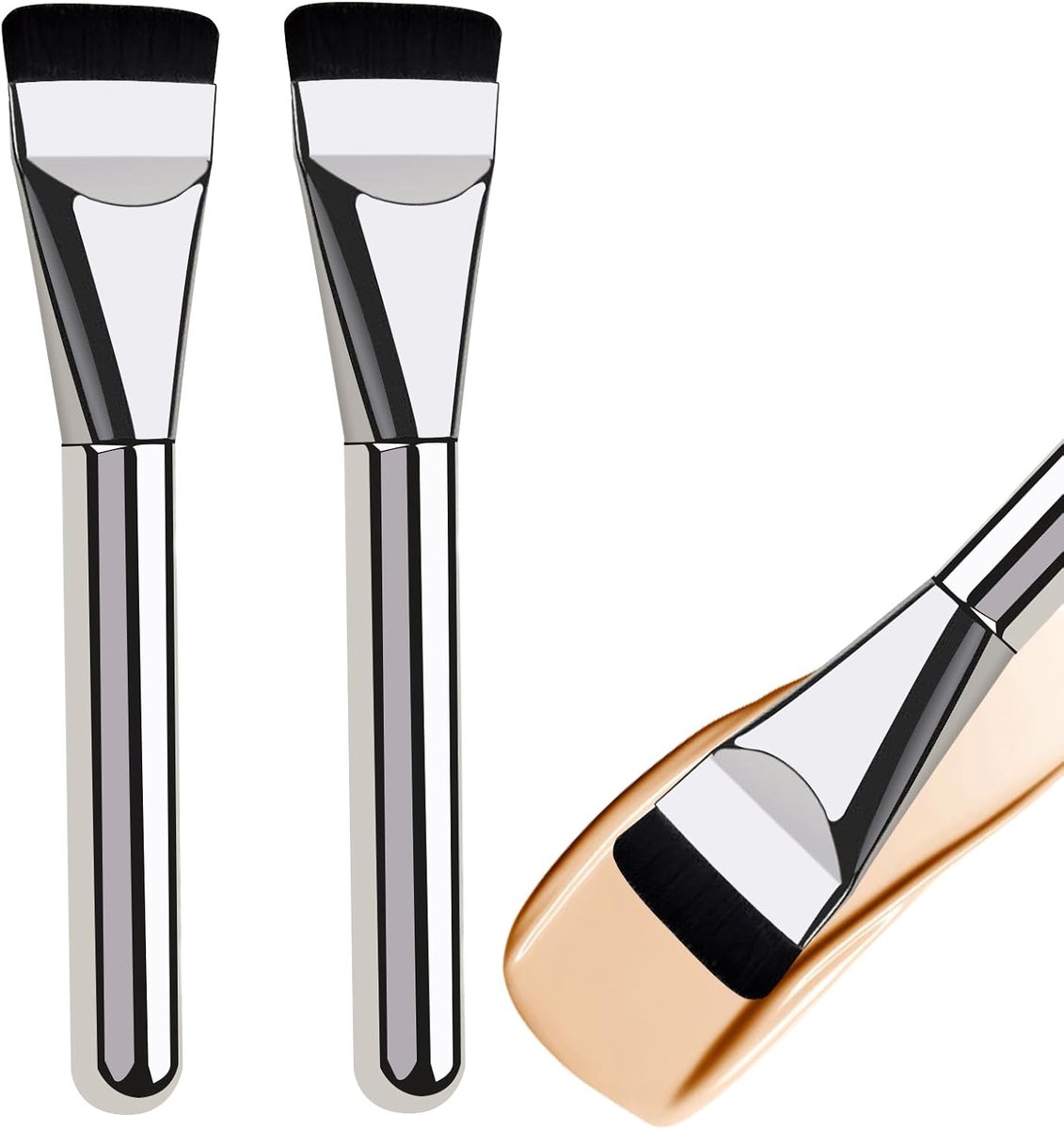 Foundationkwasten set 2 stuks - Platte poederkwast - Ultra dunne applicator - Voor een natuurlijke look - SnelShoppen