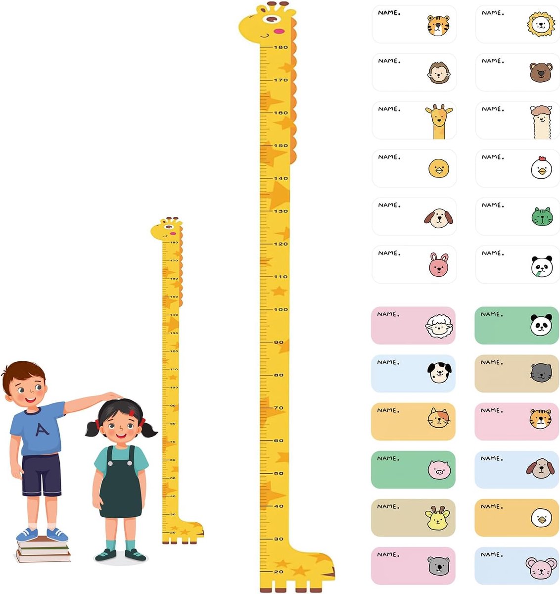 Meetlat kinderen 20-180 cm - Giraffe ontwerp - Muurstickers - Leuk voor kinderkamers - SnelShoppen