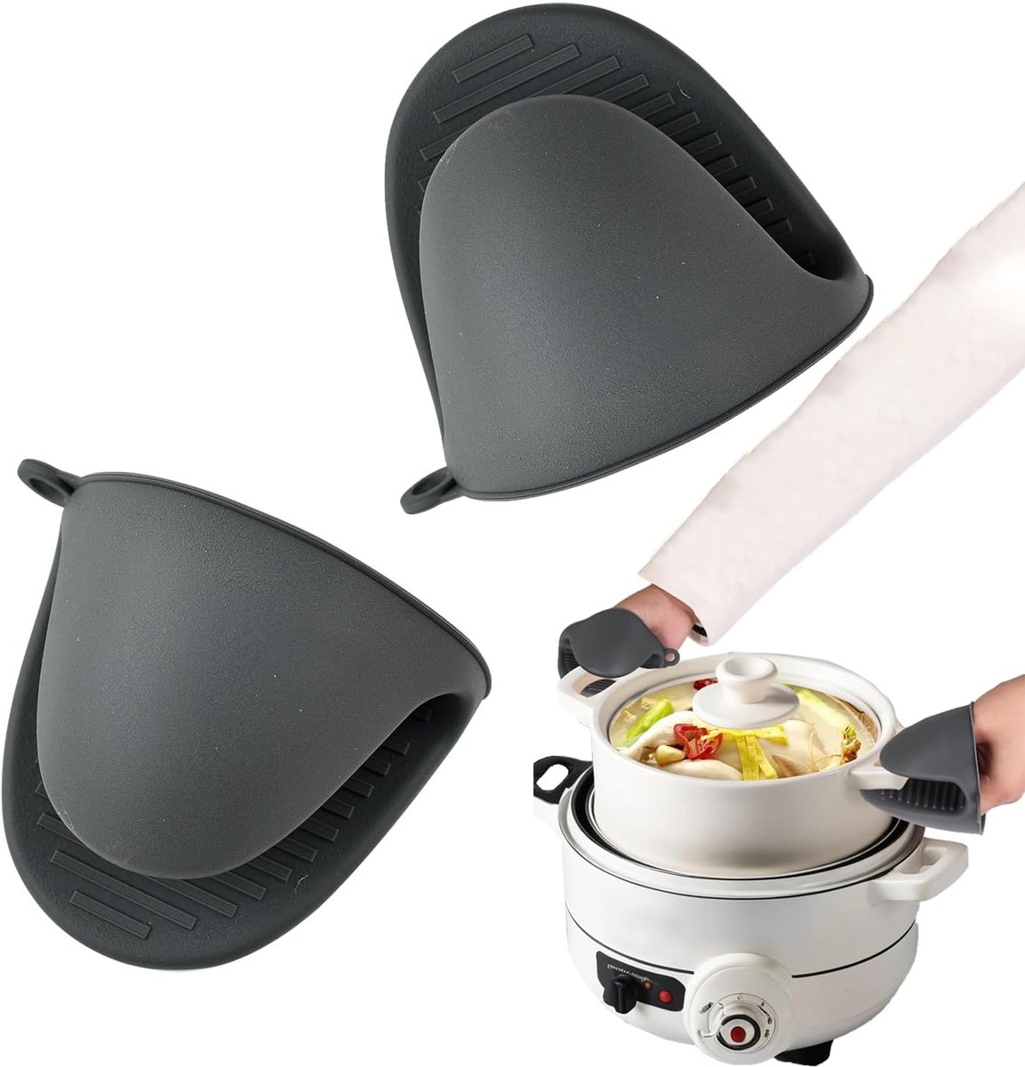 SnelShoppen - 1 Paar Silicone Ovenwanten, Mini Silicone Keukenhandschoenen, Silicone Pothouders, Dubbel Pack voor Koken, Bakken, Grillen, Keukenaccess