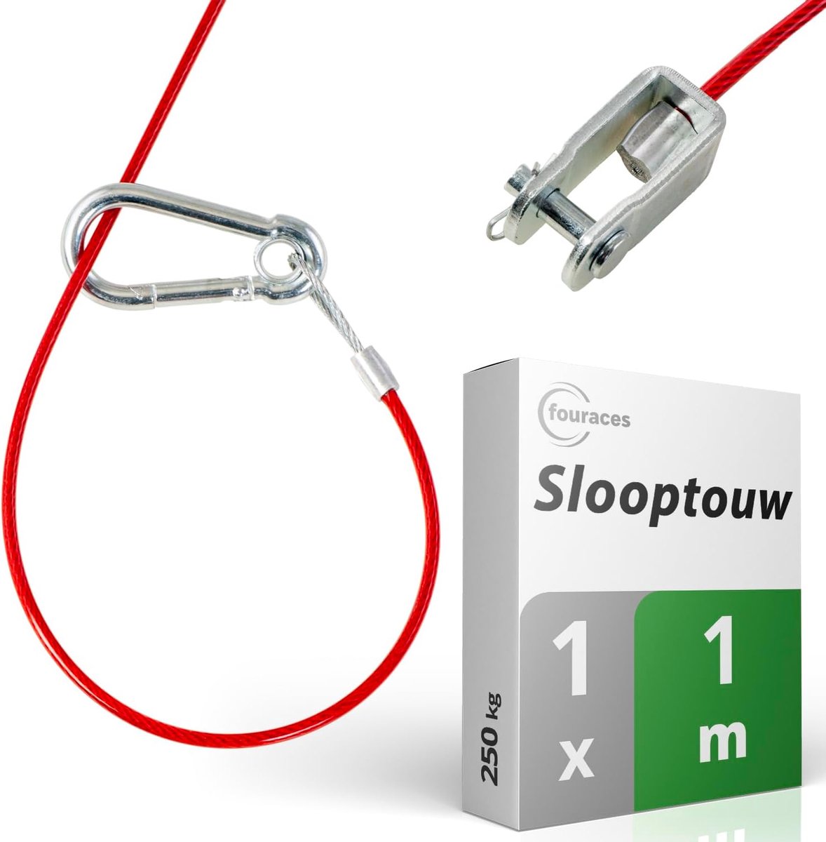 remkabel voor trailers 1 m - rood PVC - met karabijnhaak - verplicht voor veilig gebruik - SnelShoppen