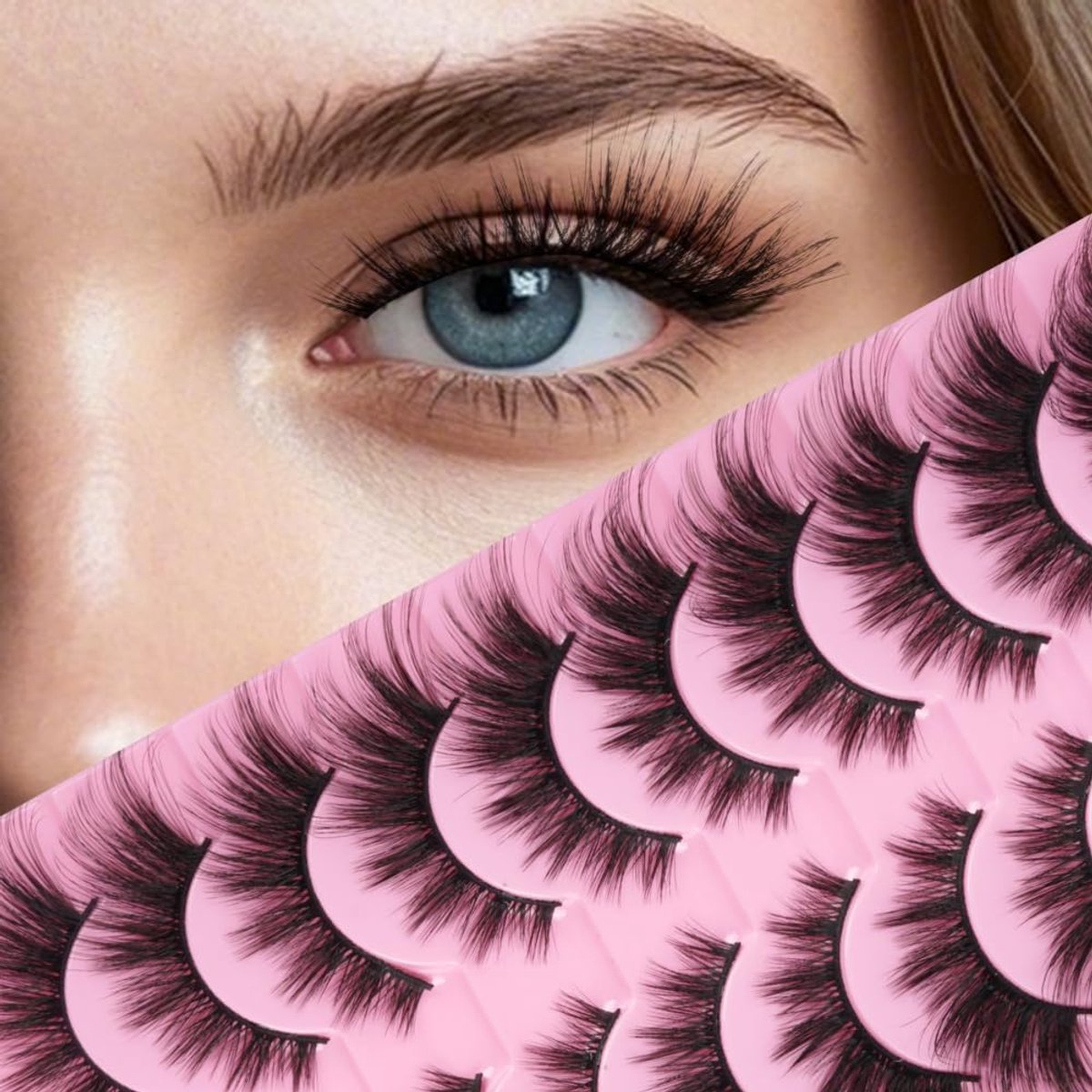 Valse Wimpers Cat Eye - D Gekrulde en Fluffy Mink - Herbruikbaar - Natuurlijke Oogverlenging - SnelShoppen