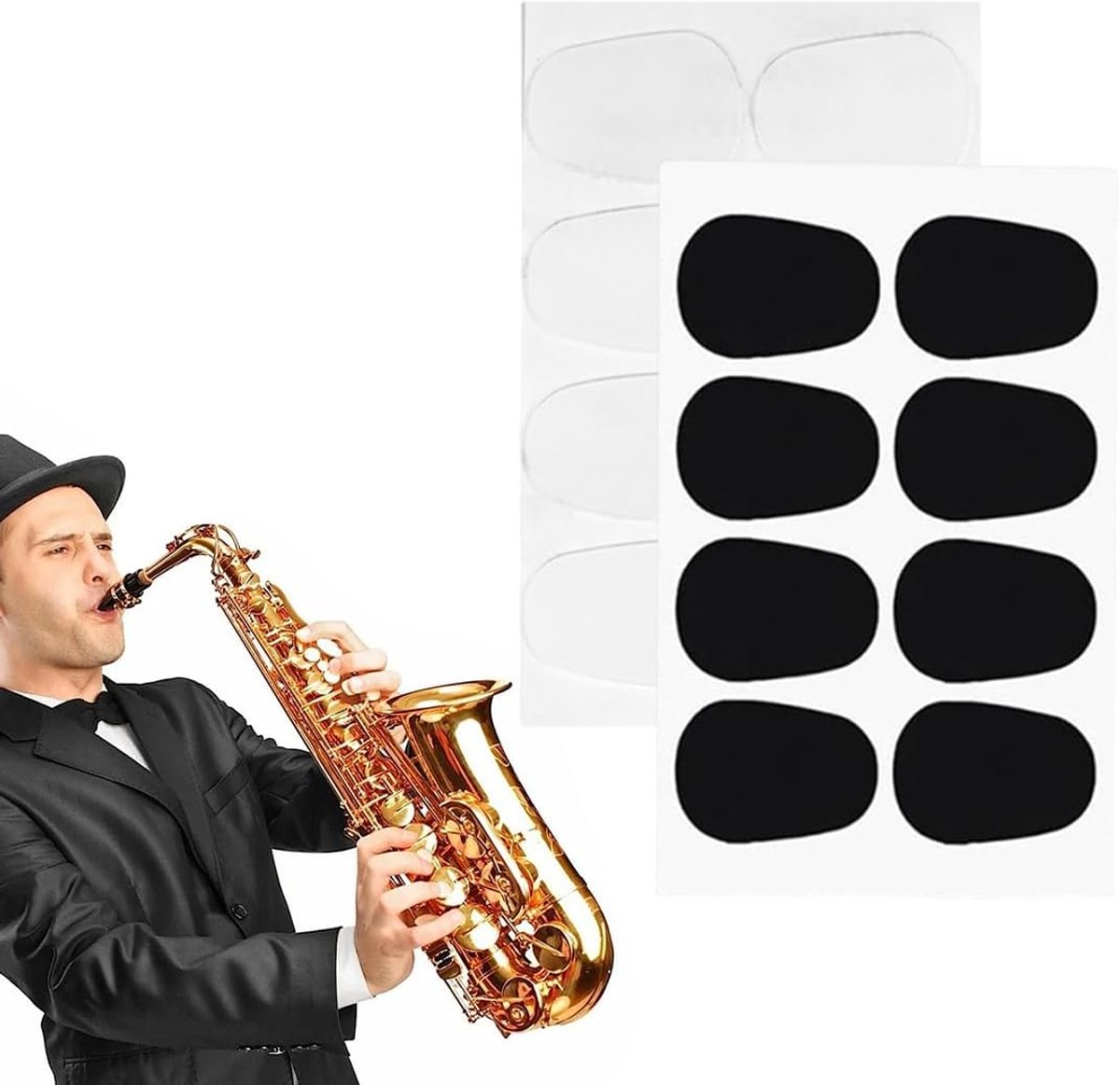 Siliconen pads voor klarinet/altsaxofoon 0,8 mm - ovaal, zelfklevend - voor tandbescherming muzikanten - SnelShoppen