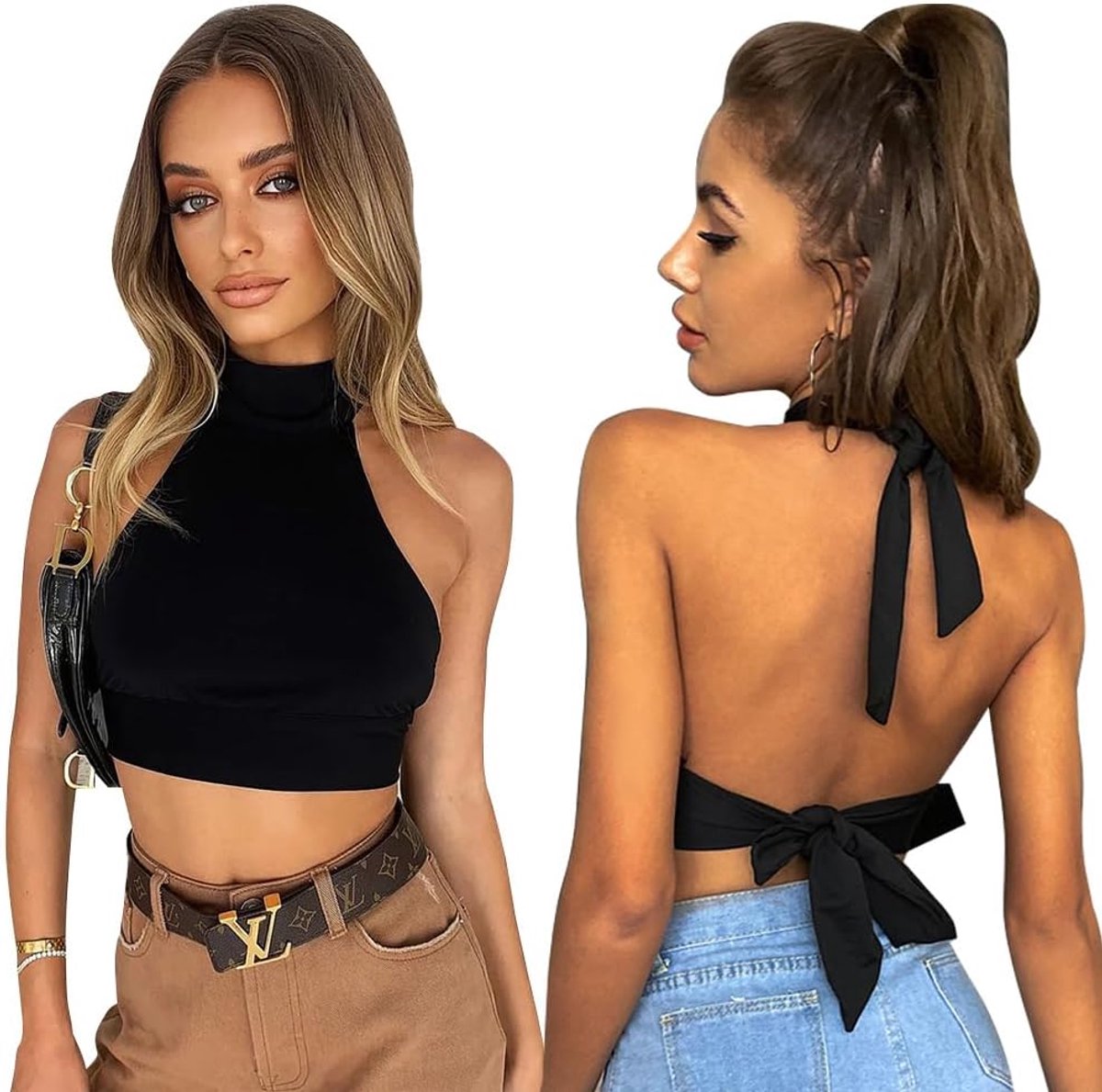Tanktop dames S - mouwloos - chique zwart - perfect voor de zomer - SnelShoppen