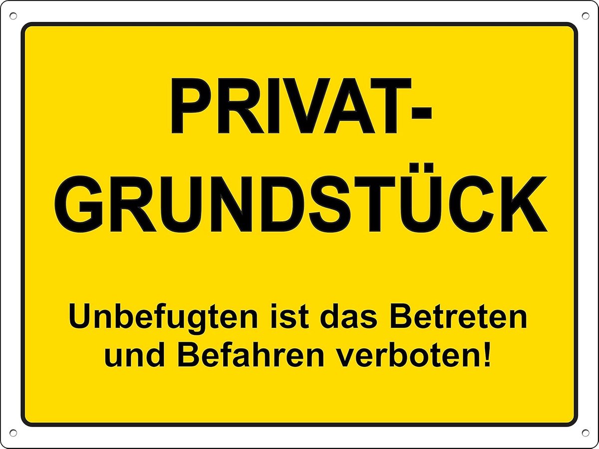 Privé-grond schild 30x20 cm - aluminium composietplaat 3mm - weerbestendig - duidelijk bord voor privé terrein - SnelShoppen