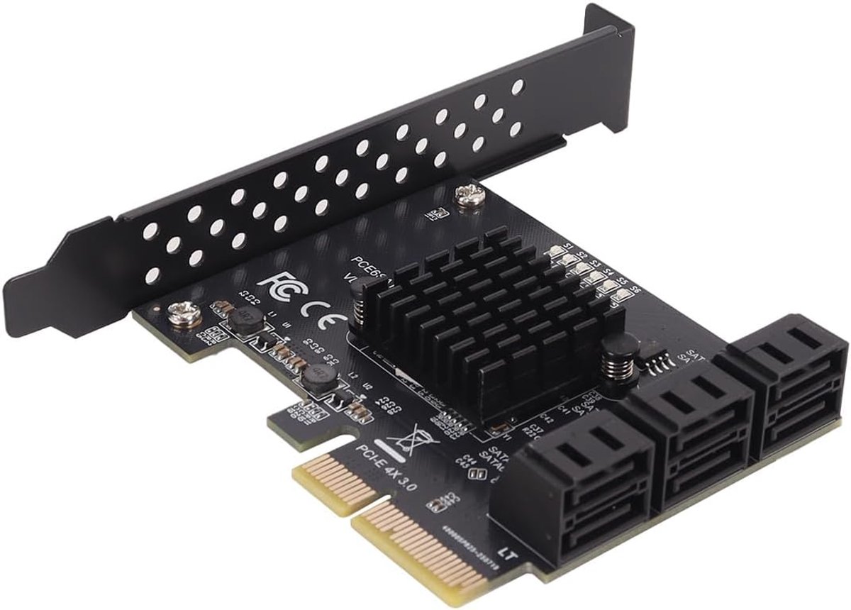 PCIe SATA expansiekaart 6-poorts - 4X interface - met handige display - controleer eenvoudig schijfactiviteit - SnelShoppen