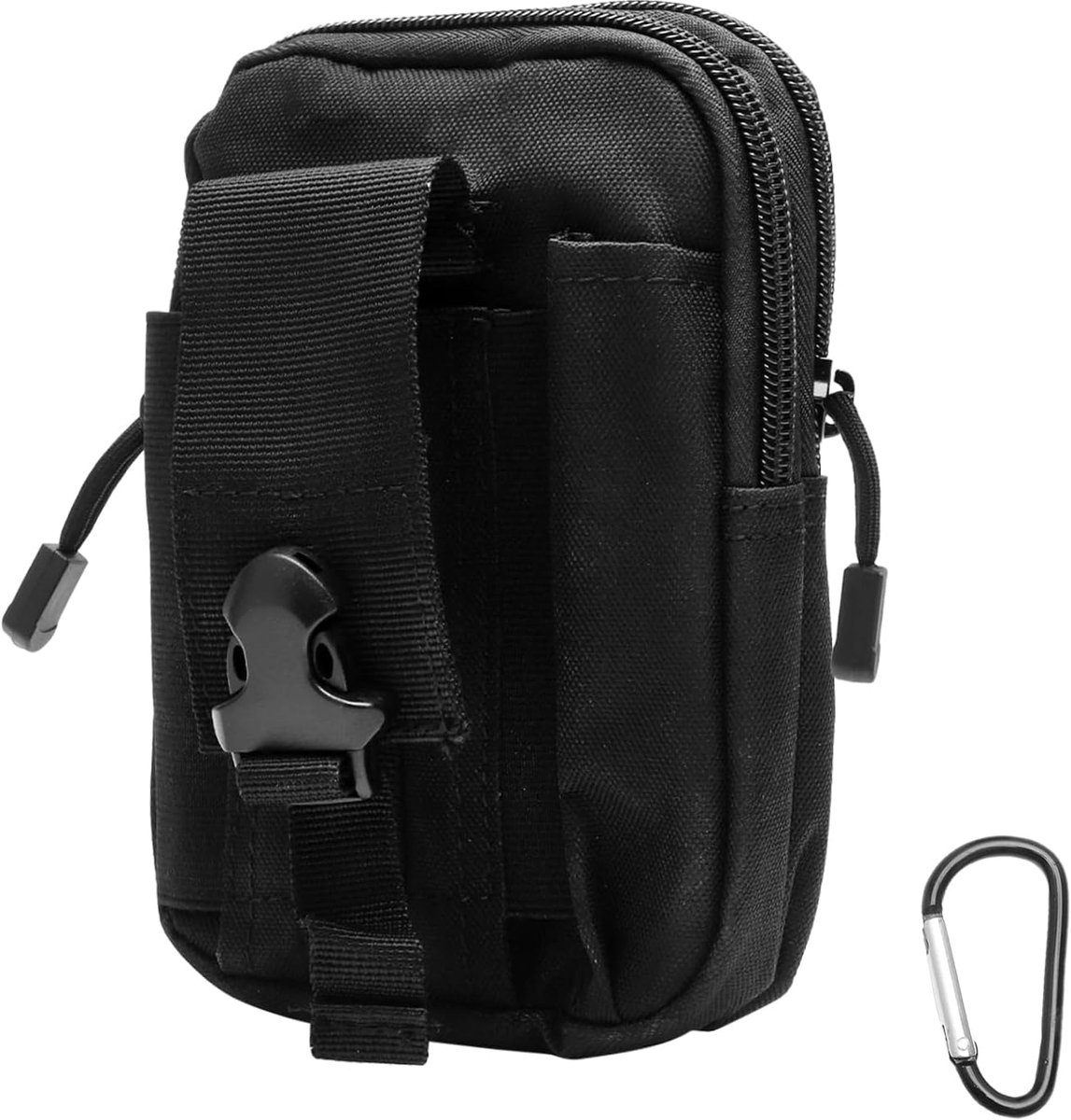 Heuptas voor heren met karabijnhaak - Zwart - Nylon - Waterafstotend - Outdoor - Werk - Reizen - Wandelen - Fietsen