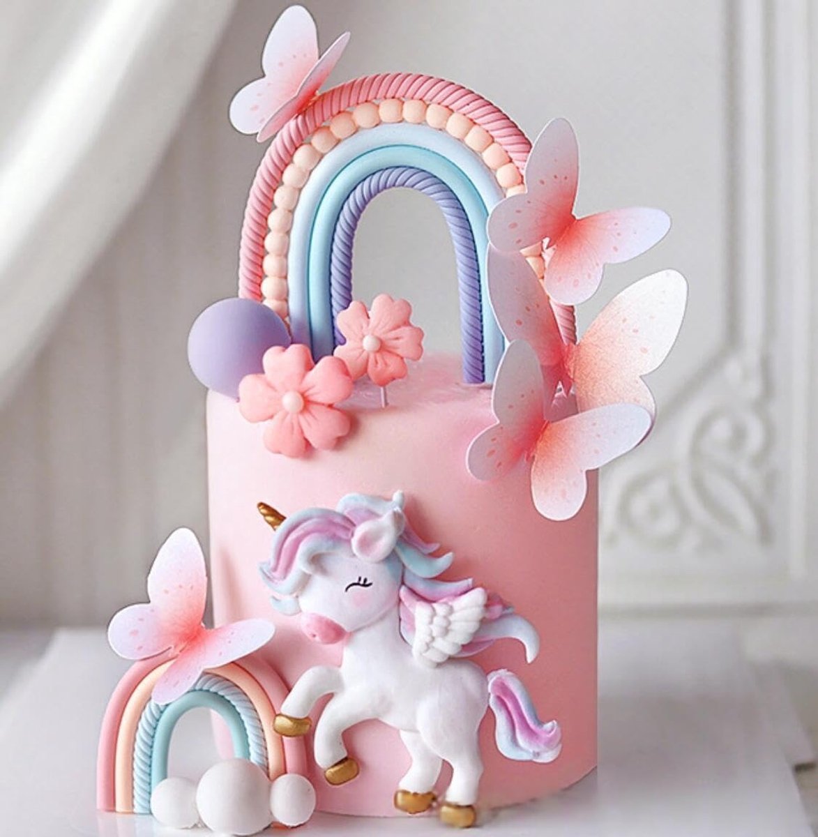 Einhorn Torte Deko - 18-delig set - kleurrijke decoraties - voor een magische verjaardag - ShopVlot