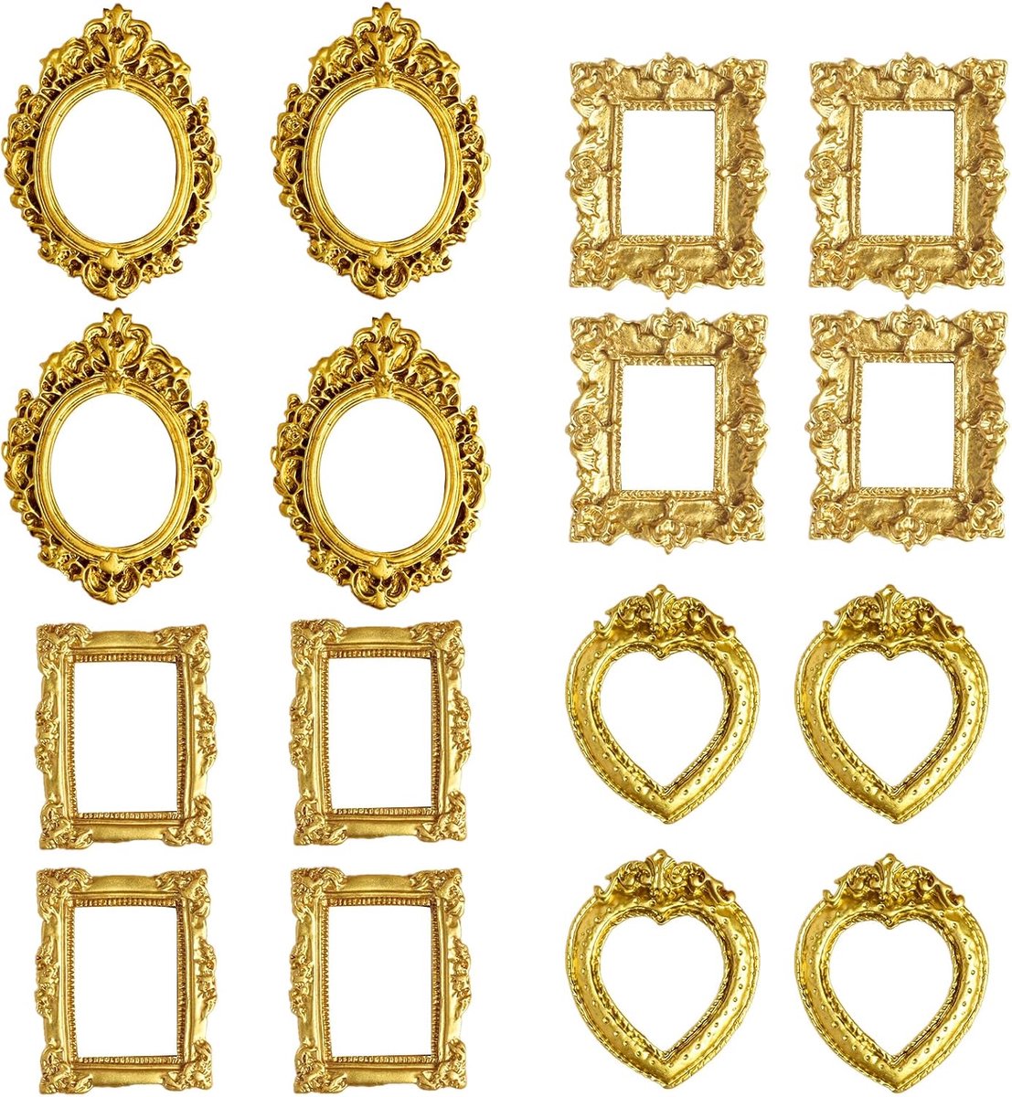 mini fotolijsten 16 stuks - kunsthars - vintage gouden stijl - creatieve fotodecoratie - ShopVlot