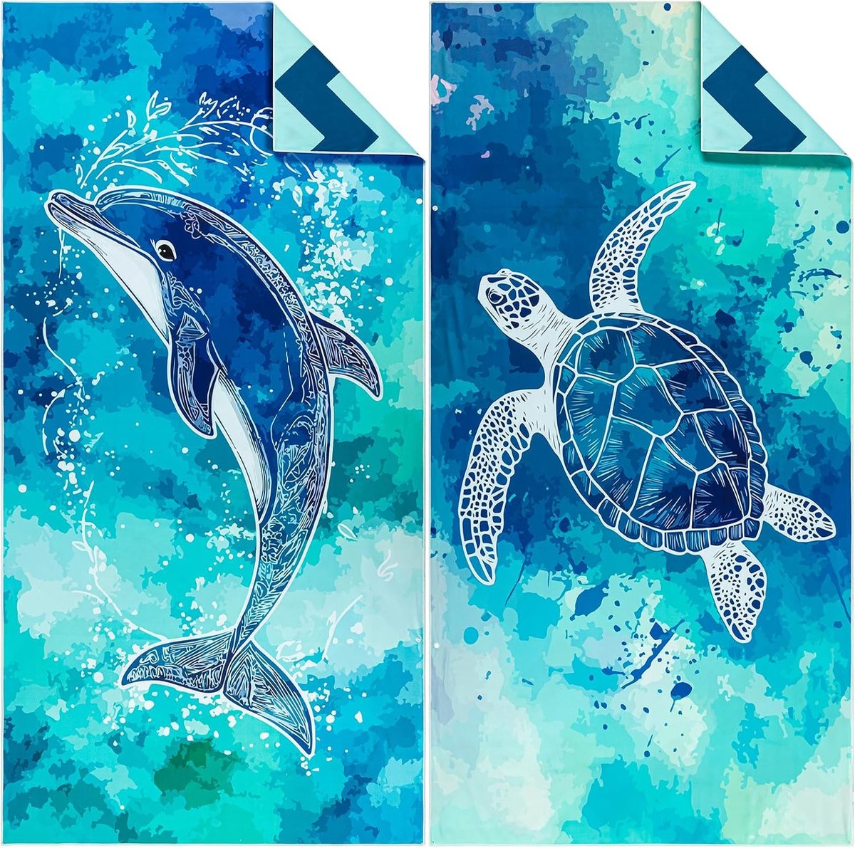 Strandhanddoek set van 2 - 180 x 90 cm - microvezel - zandvrij en sneldrogend - ideaal voor op het strand - ShopVlot