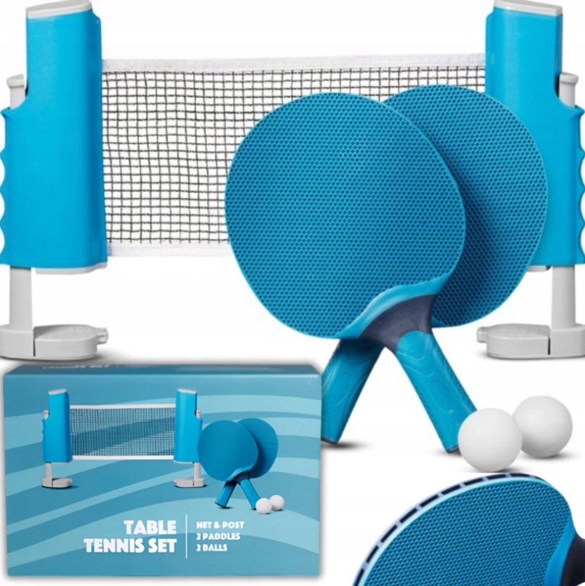 Pingpongtafeltennisset: 2x Batjes, Balletjes & Uitschuifbaar Net
