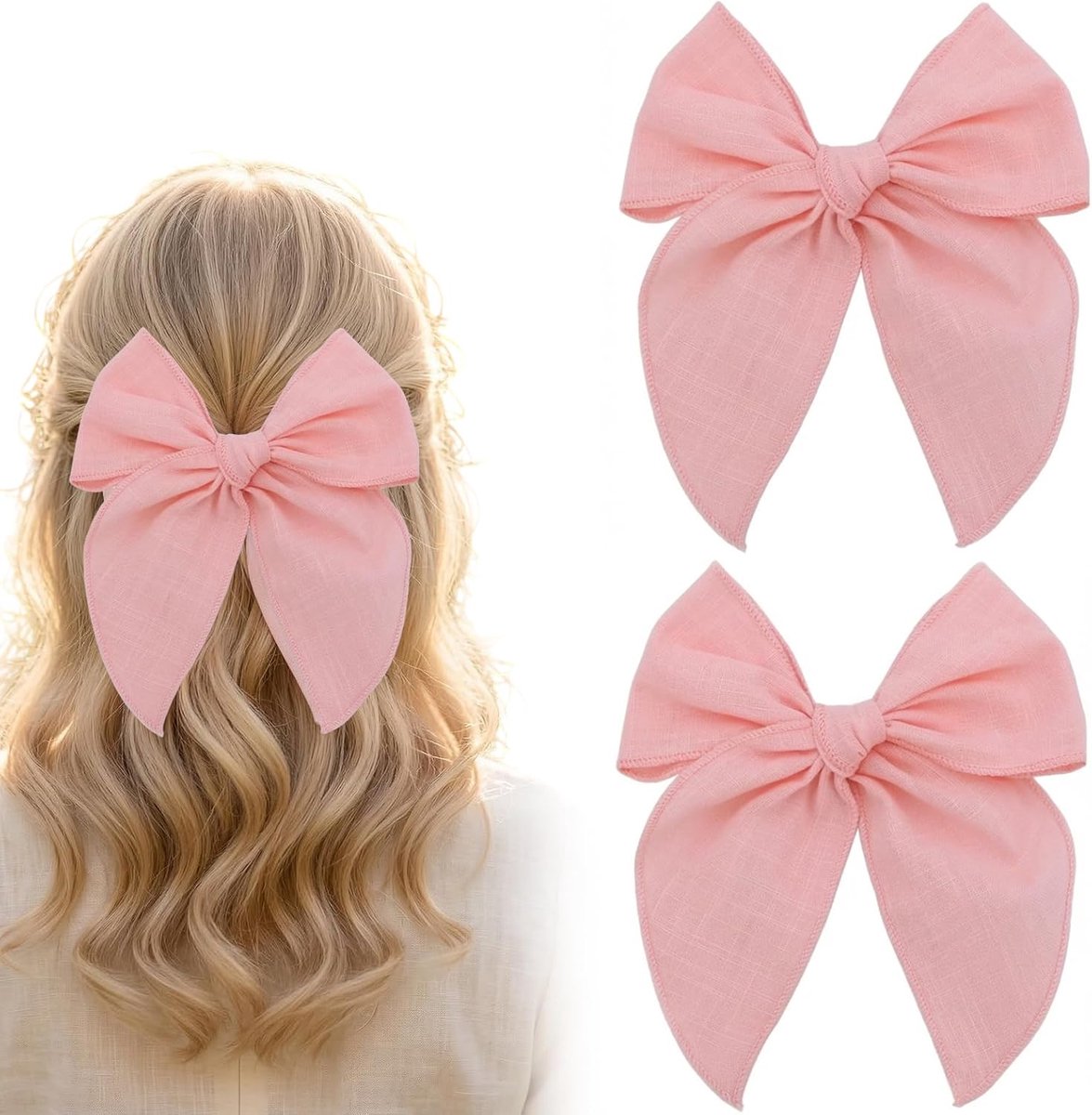 Haarschleifen 2 Stuks - Katoen Linnen - Elegant Design - Perfect voor Ponytail - ShopVlot
