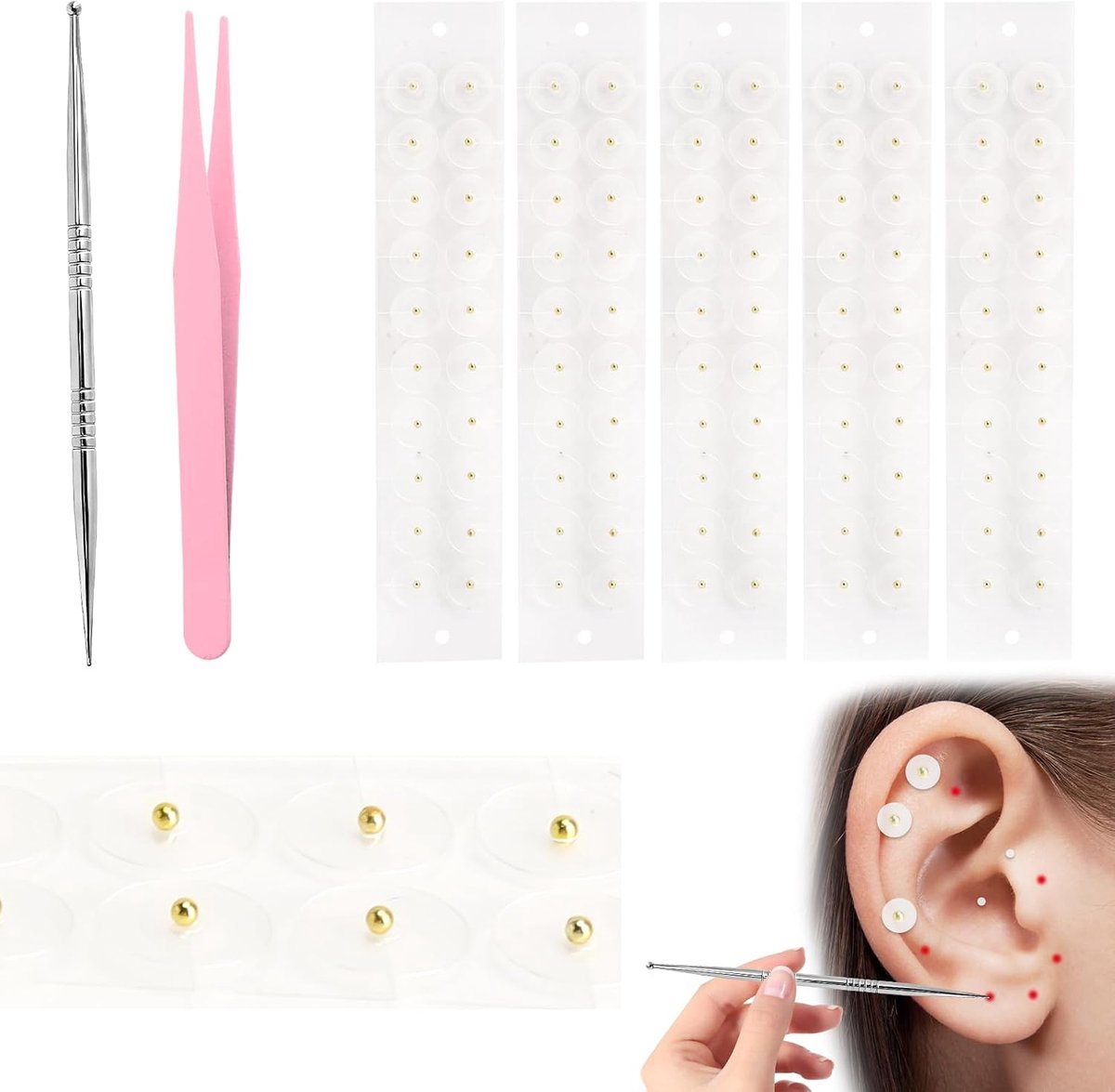 Oorstickers - 100 Stuks - Goudkleurig - Acupressuur voor klachtenverlichting - ShopVlot
