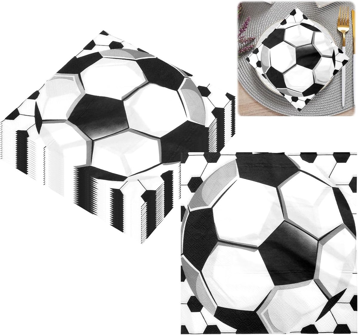 Voetbalservetten 33 x 33 cm - Wegwerpservetten - Tafeldecoratie - Sterke voetbalsfeer voor feestdagen - ShopVlot