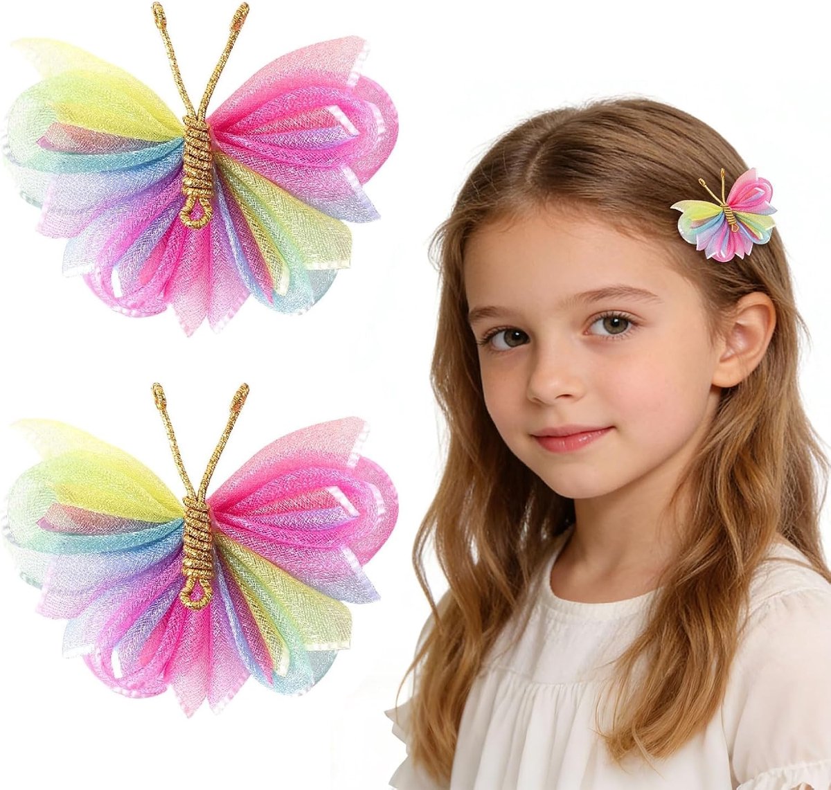 Haarclips 2 Zoll Tüll Net - Kleurrijk met Eenhoorn - Ideaal voor Feestjes - ShopVlot
