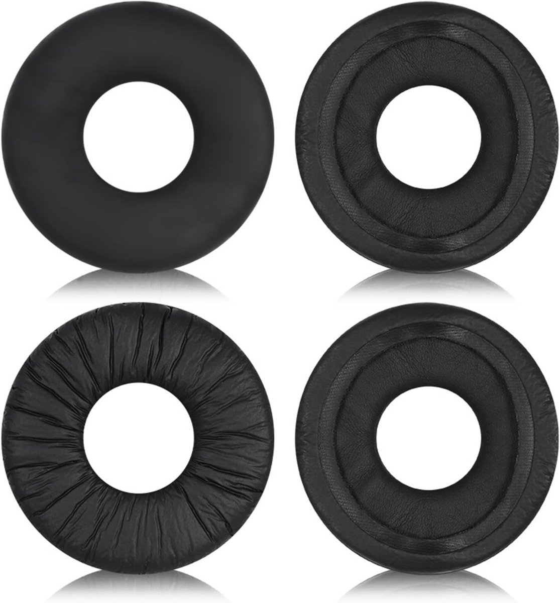 Hoofphone covers - 70mm - zwart leer en gerimpeld leer - comfortabele vervangende oorkussens - ShopVlot