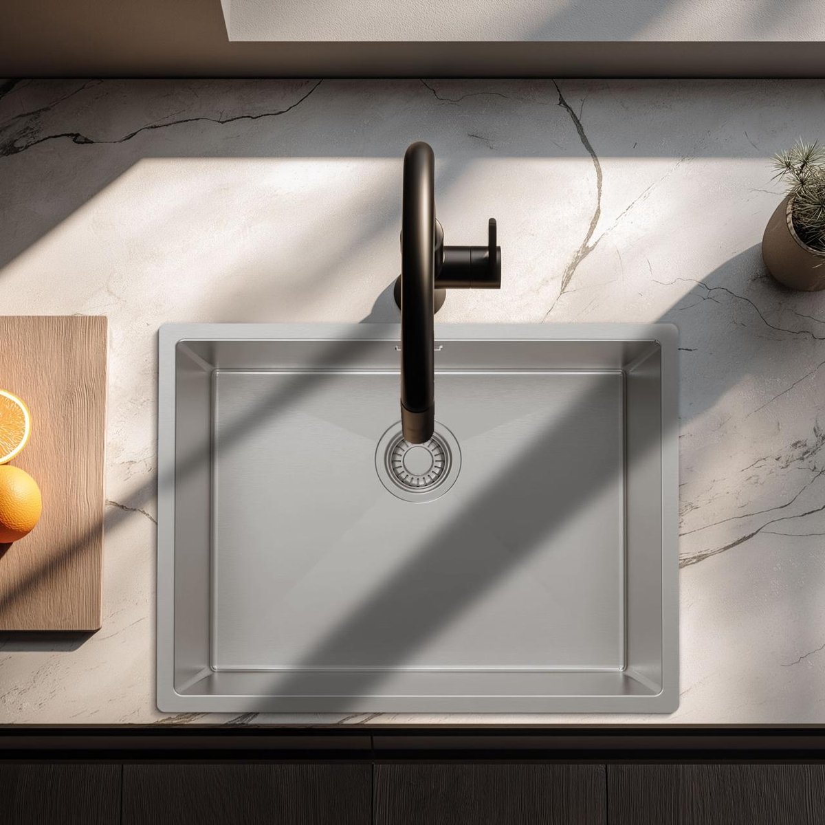 Pure.Sink Luxion RVS spoelbak 55x40 cm onderbouw, vlakinbouw en opbouw PLX5540-02