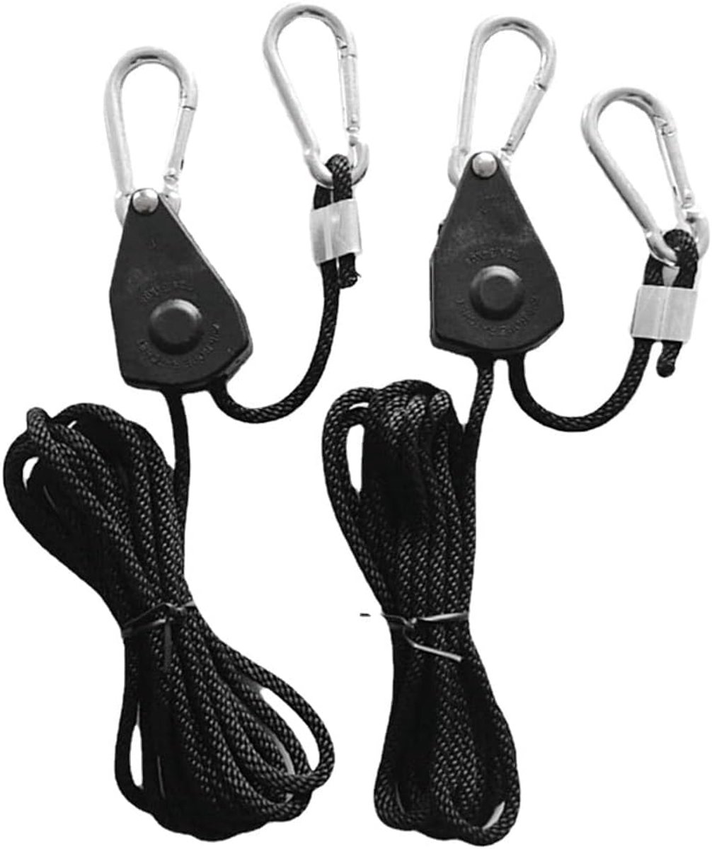 SnelShoppen - 2 Stuks 1/8" Verstelbare Groeilampen Touw Hanger, Volledig Vergrendelbare Scheur- en Roestbestendige Ratchet voor Groeilampen, Verlichti