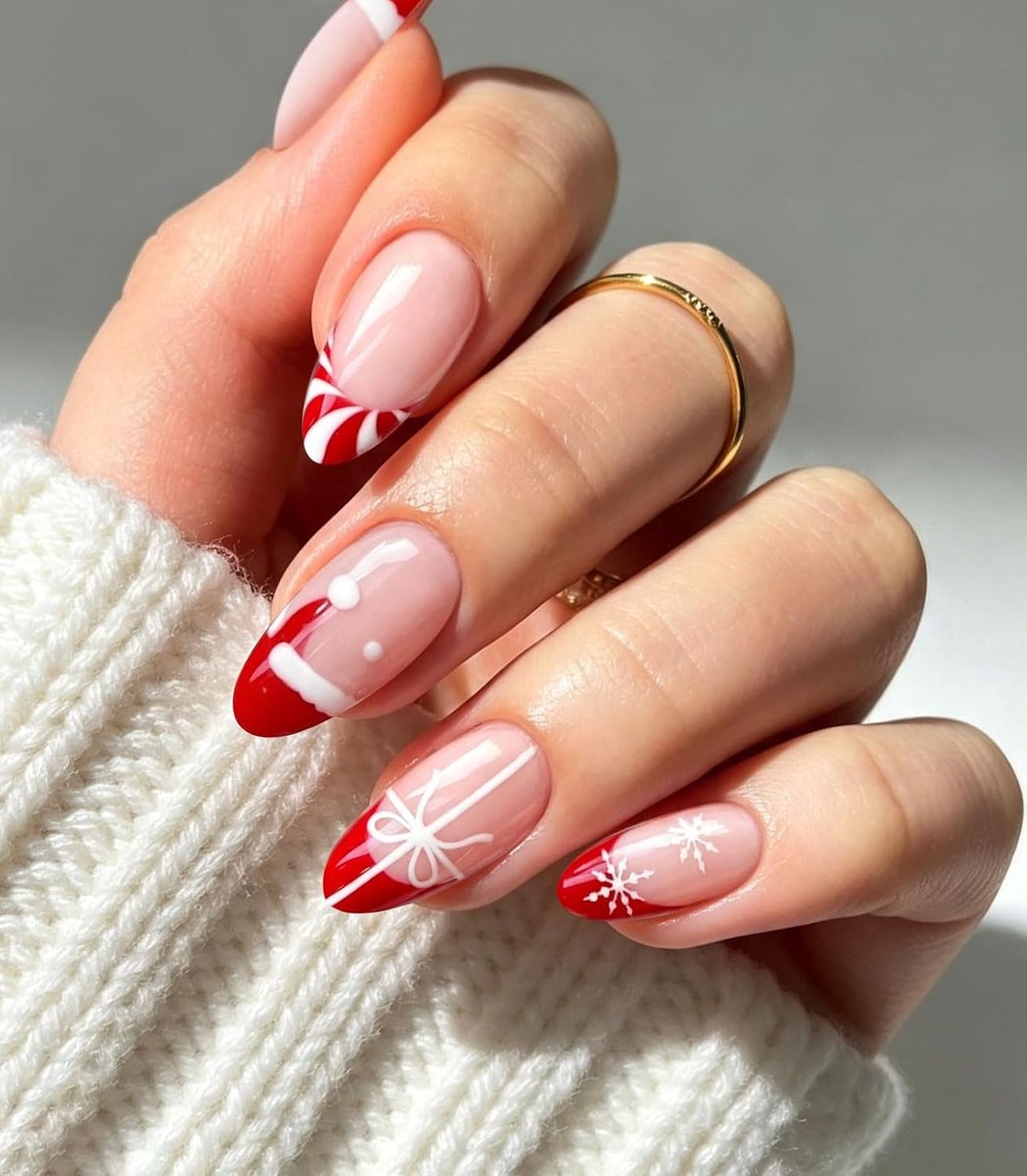 Nail Art Stickers - Christmas French Manicure - Gelfolie voor UV-lamp - Eenvoudig aan te brengen - ShopVlot