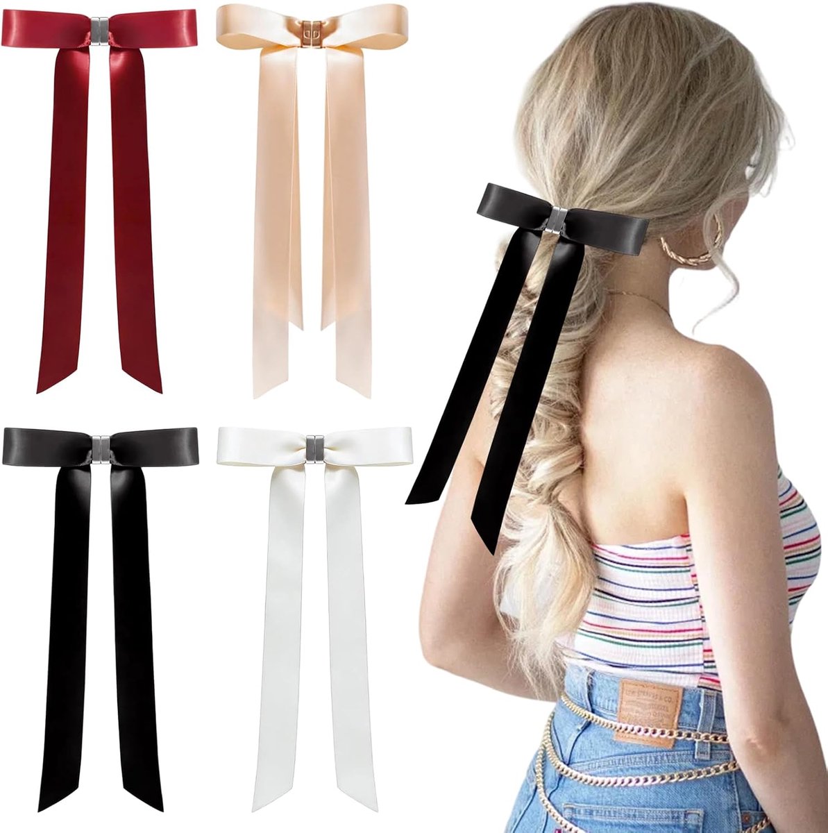 magnetische haarclip 4 stuks - zijdeachtige satijn - eenvoudig aanbrengen - voor styling en comfort - ShopVlot