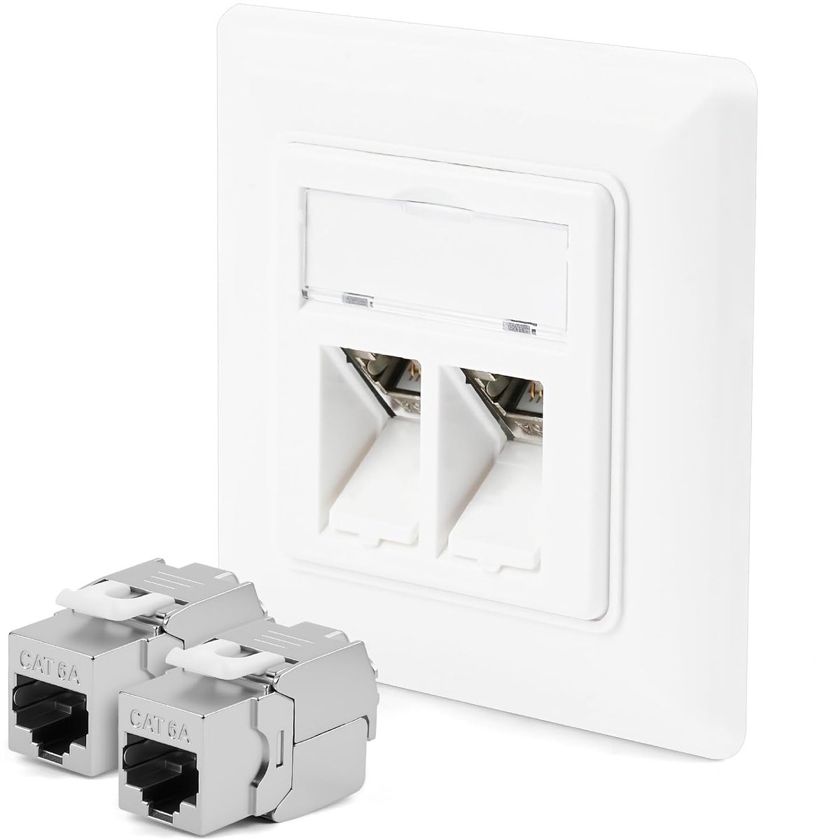 Netwerk aansluiting CAT 6A - 2 x RJ45 Keystone poort - 10 Gigabit Ethernet - Stabiliteit voor HD video - ShopVlot