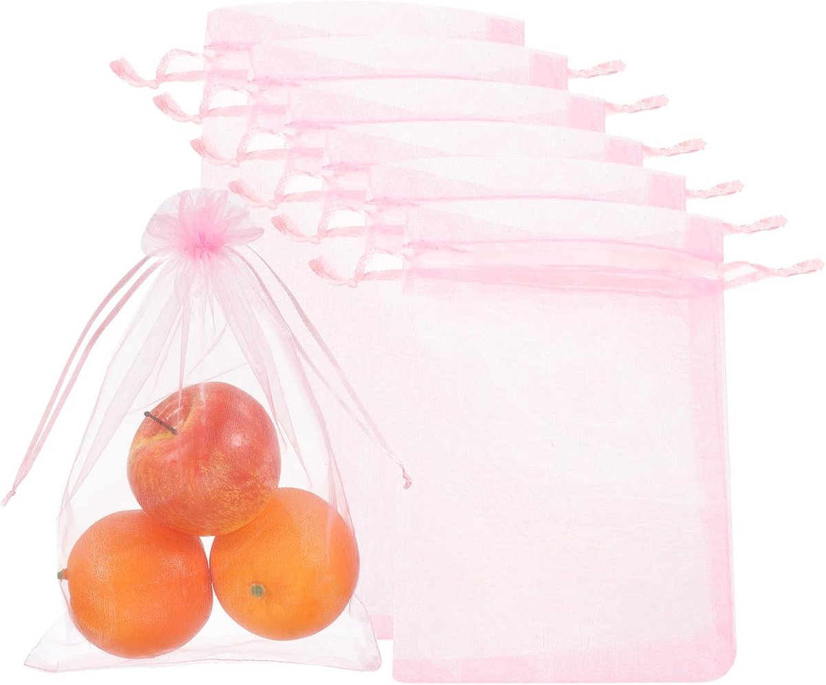 Organza Zakjes - organza zakjes fruit - Fruithoezen - netzakken - 50 stuks - Fruitbeschermingszakken - Beschermzakjes - Herbruikbare fruitnetzakken - Plantenbeschermhoezen - organza zakjes 30 x 40cm - ter bescherming tegen wespen, vogels - Roze