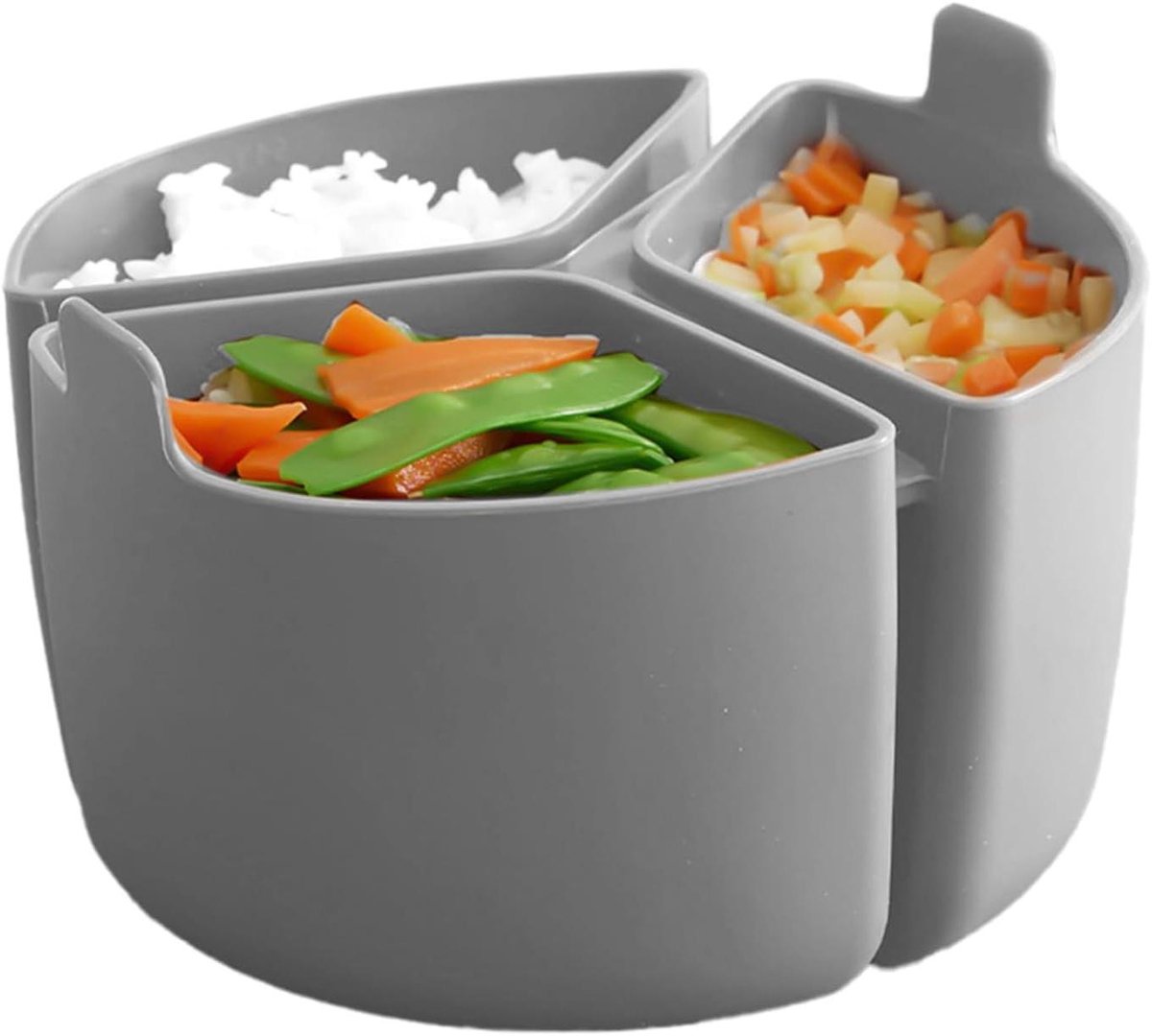 Slowcooker Voering - Kookscheider Silicoon - Maaltijden Voorbereiden - Drie Vakken - 18 x 12 cm - Grijs