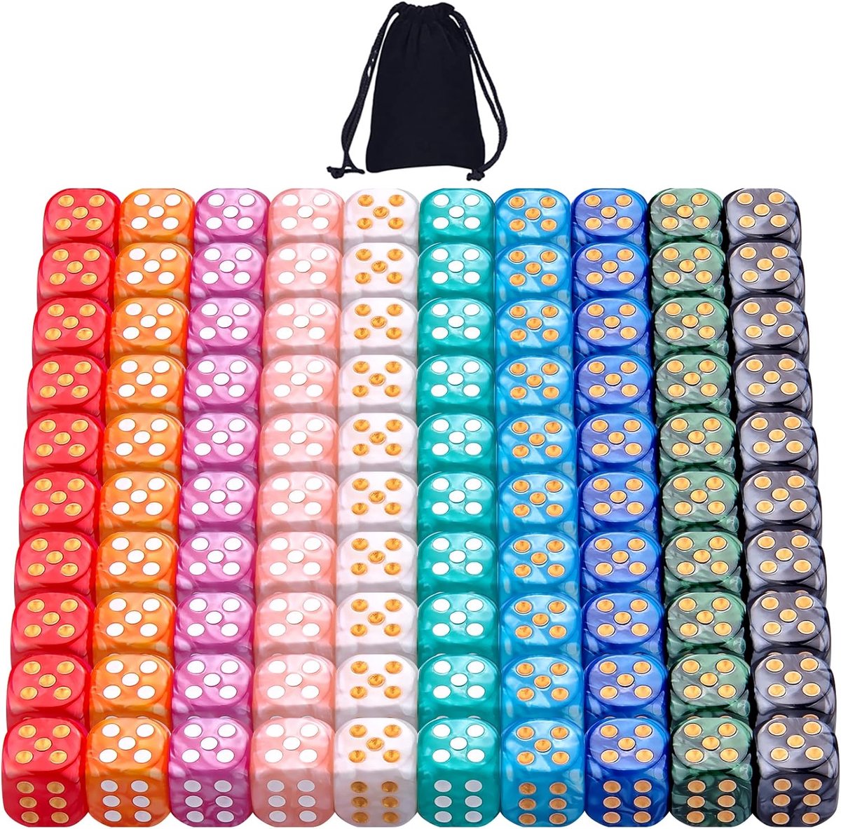 Dobbelstenen set 100 stuks 12mm - Kleurrijke 6-zijdige dobbelstenen - Voor Tenzi of lesgeven in wiskunde - SnelShoppen
