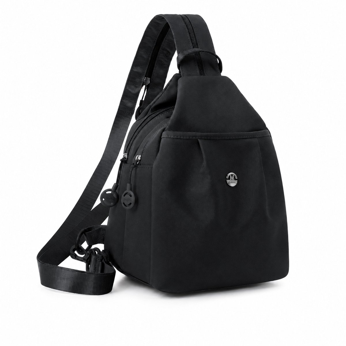 VHV - Rugzak 2-in-1 - Kleine Unisex Rugzak en Crossbodytas - Waterafstotende Oxfordstof - Lichtgewicht Schoudertas voor Werk, Reizen en Dagelijks Gebruik - Zwart