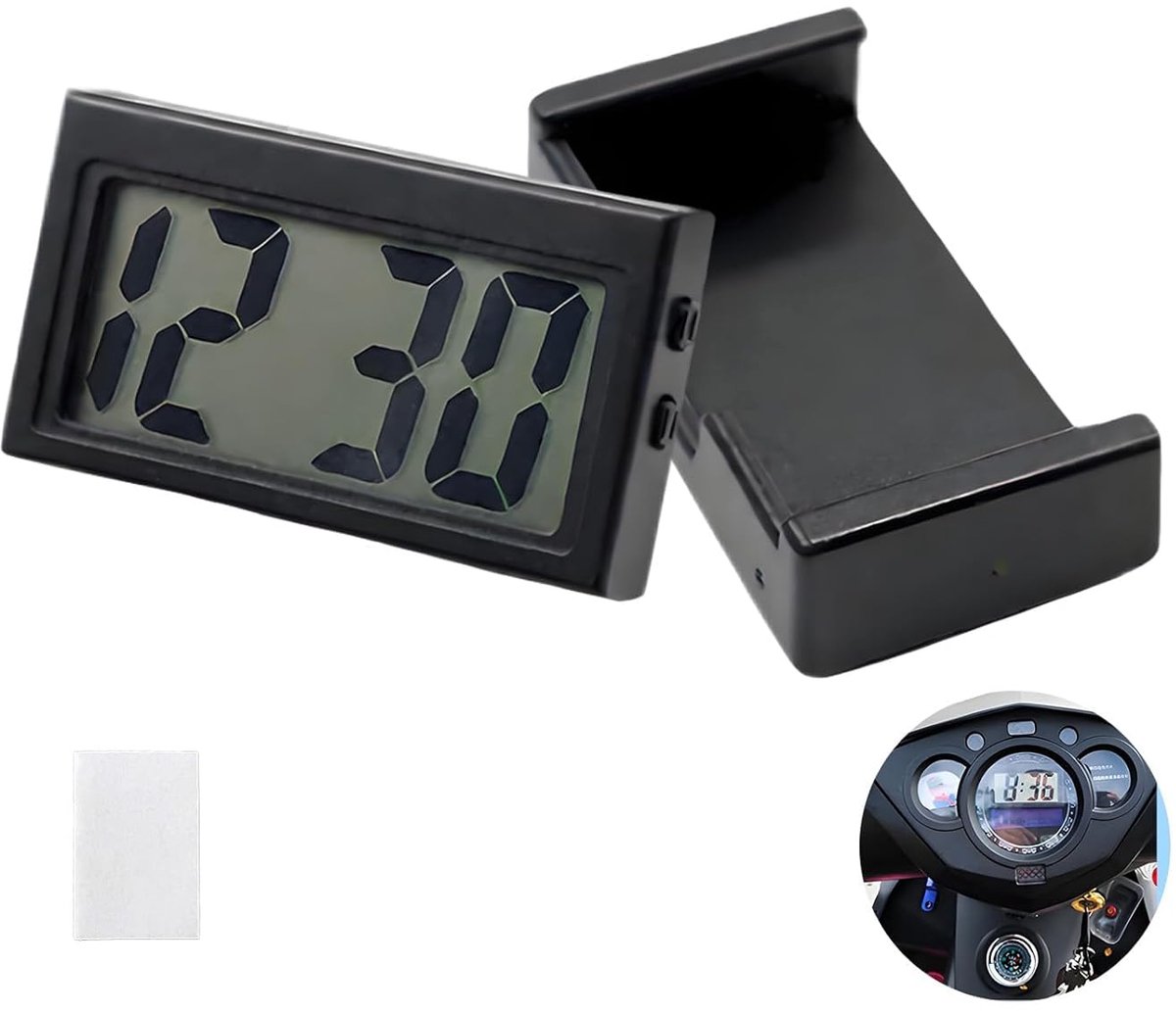 Digitale auto dashboard klok met groot LCD-display - Zwarte kleur - Elegant design - Altijd zicht op tijd - SnelShoppen