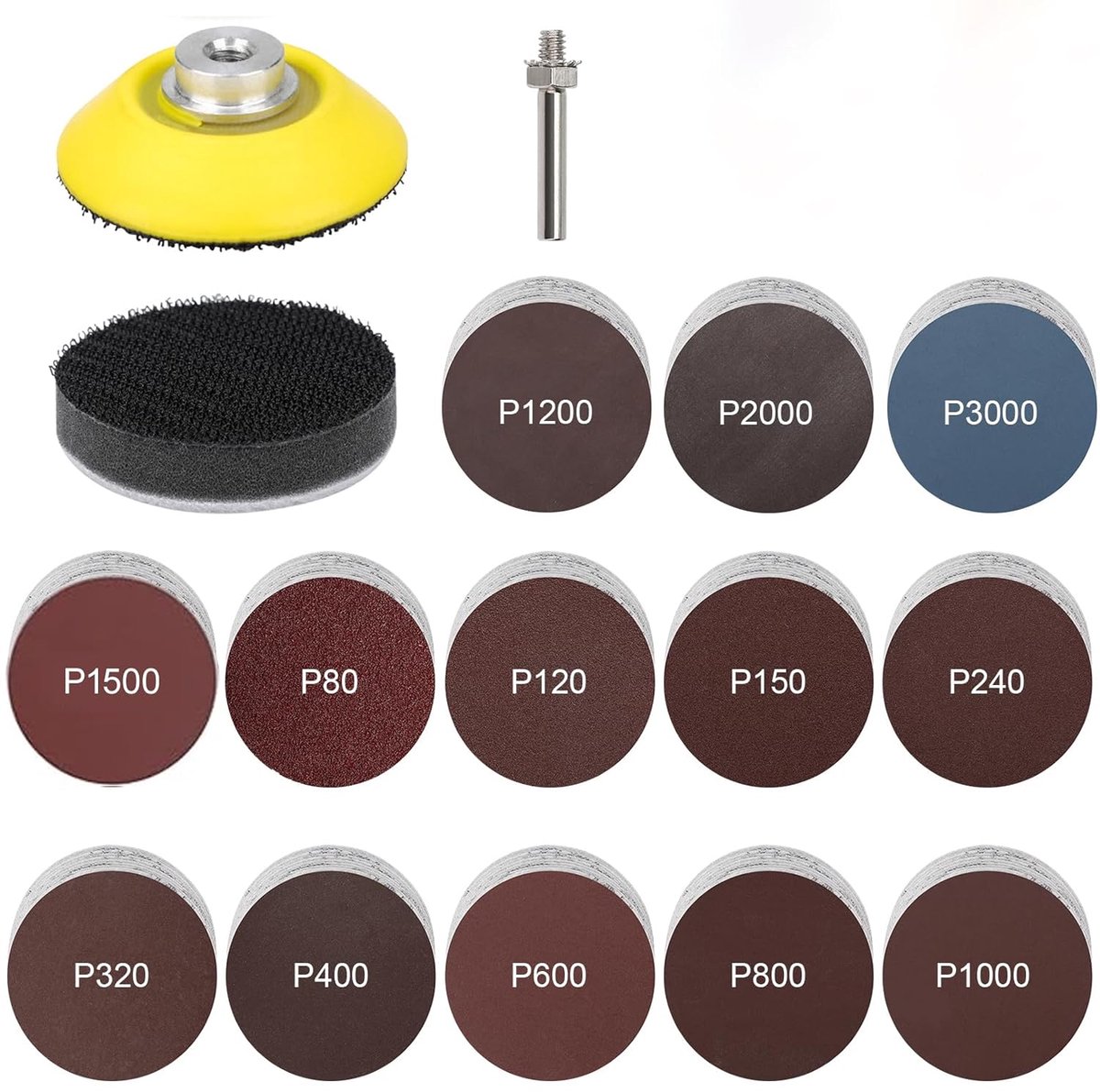 Schuurdiscs Pad Set 50 mm - Aluminium Oxide - Flexibel en duurzaam - Voor snel schuren en polijsten - SnelShoppen