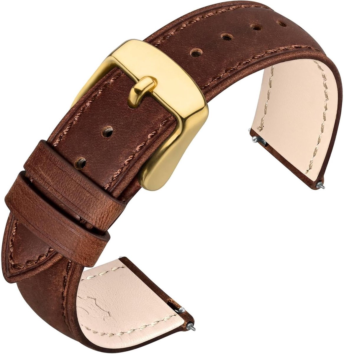 Horlogeband 18-22 mm - Crazy horse leer - Snelle bevestiging - Tijdloos design - SnelShoppen