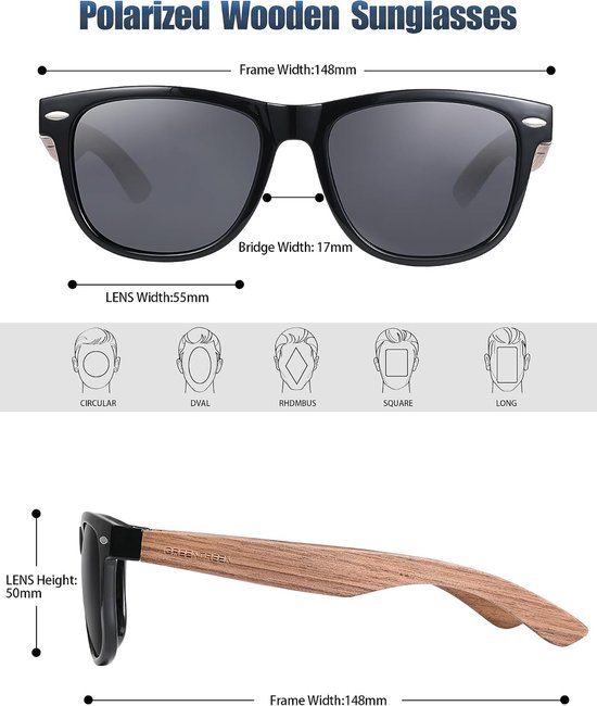 Gepolariseerde Houten Zonnebril voor Heren en Dames - UV400 Bescherming — afbeelding 4