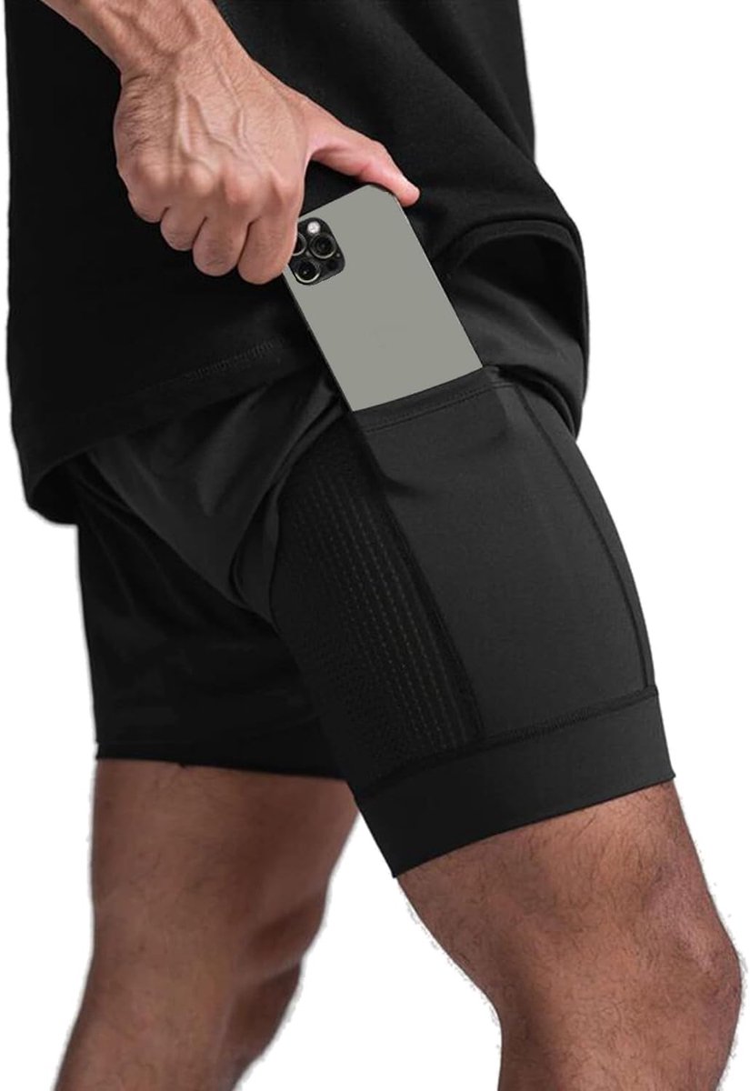 Hardloopshorts 2-in-1 - Ademend en sneldrogend - Voor fitness en joggen - SnelShoppen
