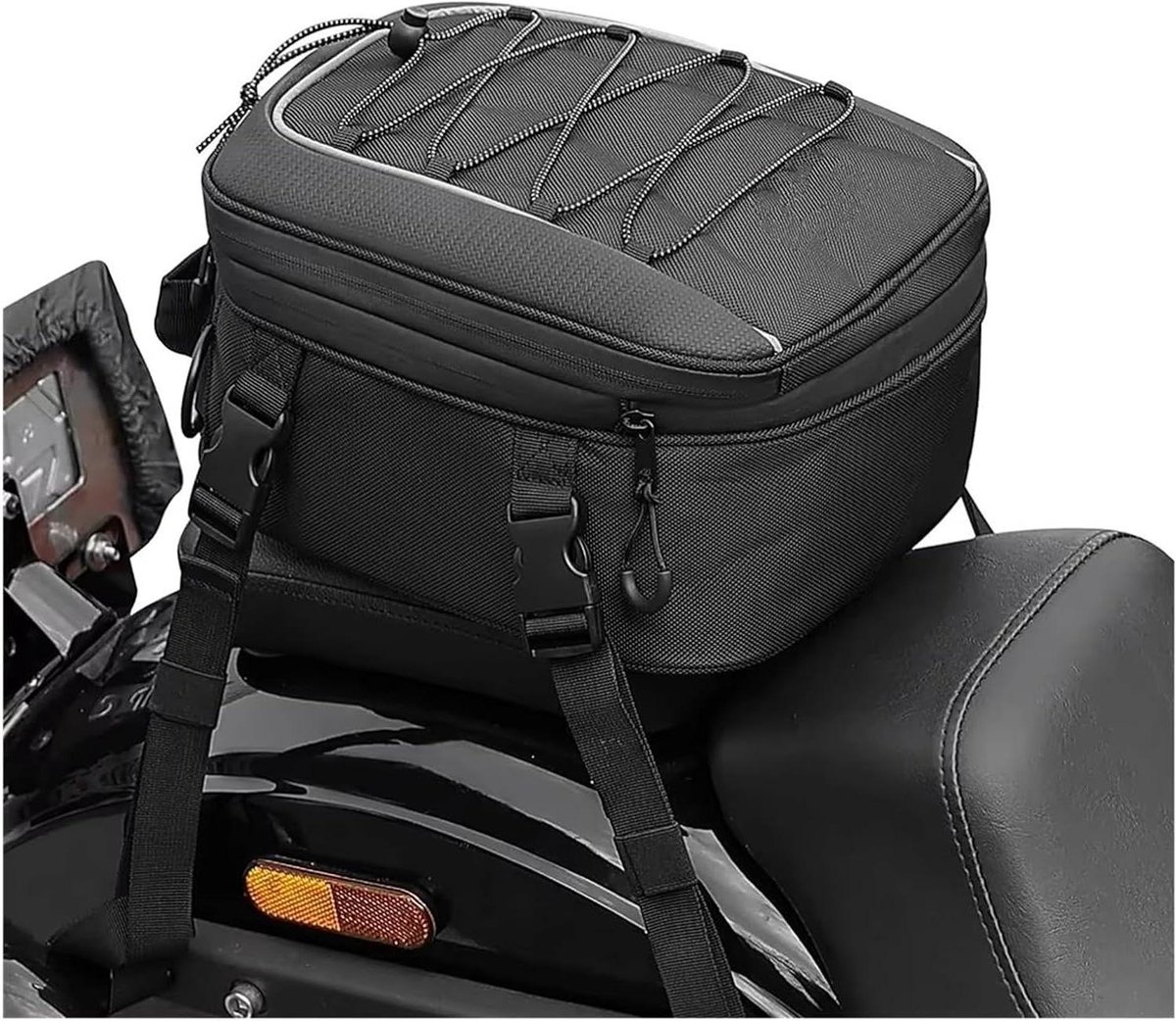 Motor Zadeltas - Motorfiets Achtertas - Motorrijden Bagage - Uitbreidbaar 7-12L - Universeel - Zwart