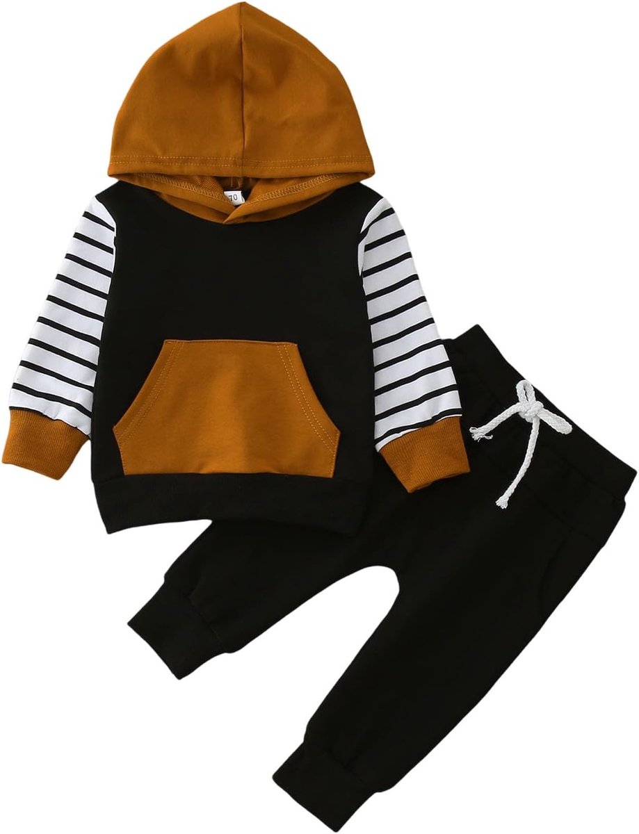 Jongens winter set 80 - gestreepte prints - lange mouwen met capuchon - comfortabele outfit voor buiten - SnelShoppen