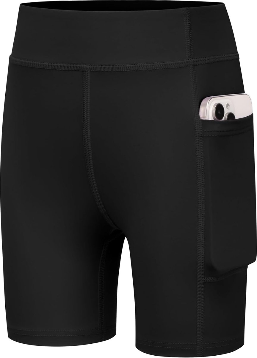 Sportshorts meisjes 5-12 jaar - Hoge taille - Met zak - Ideaal voor gym en fietsen - SnelShoppen