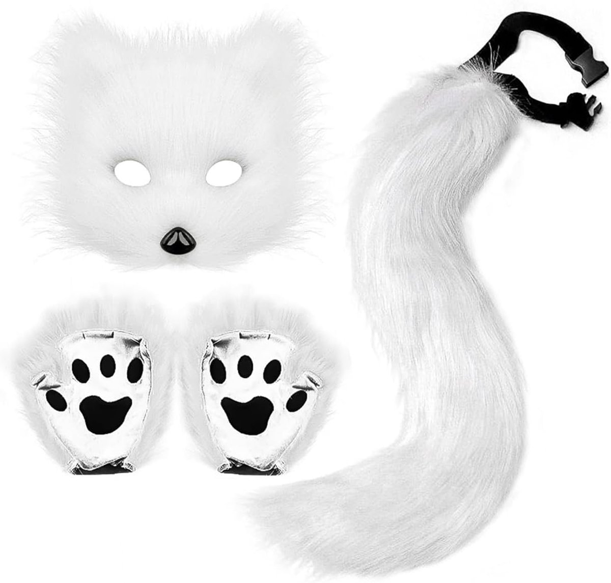 Cosplay kostuum furry vos wolf - inclusief masker, staart en handschoenen - voor Halloween en rolspel - SnelShoppen