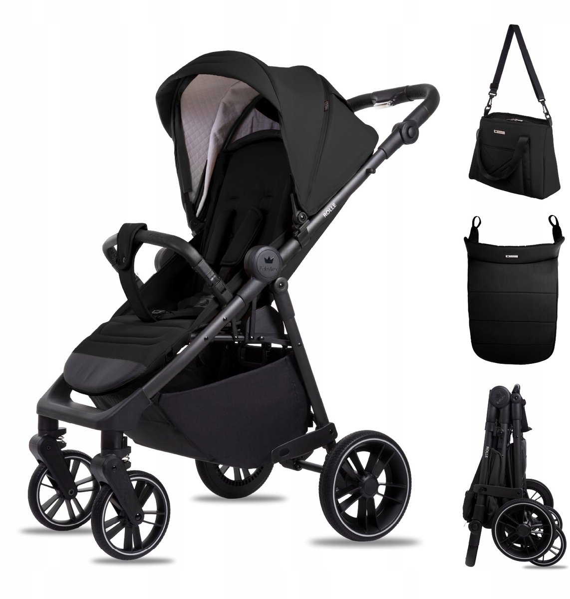 Babylux Buggy Kinderwagen ROLLE Reisbuggy met Ligfunctie, Kleur: Onyx