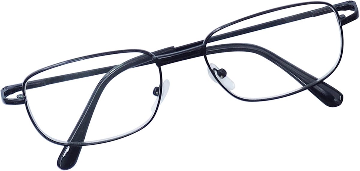 Thijox - Leesbril voor Dames en Heren, Rechthoekig Metaal Frame, Heldere Lens, Inclusief Brilband en Brillendoekje voor Comfortabel Lezen, Thuis en On