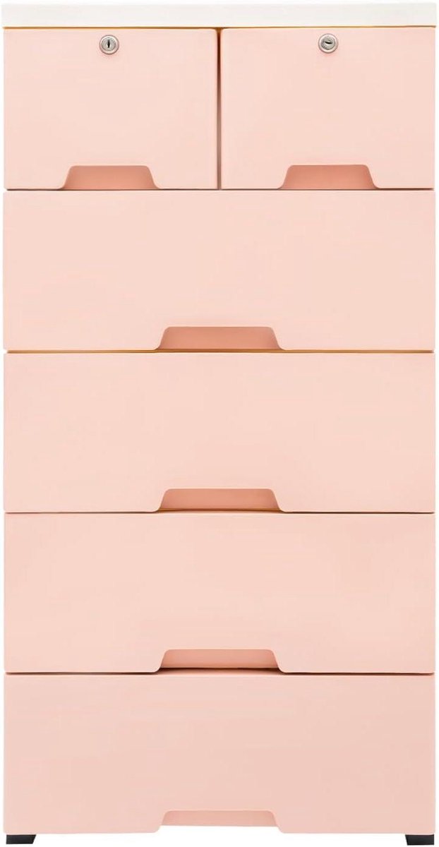 Commode met 6 laden - Ladekast Dressoir - Opbergen van spullen - Flexibel verplaatsbaar met wielen