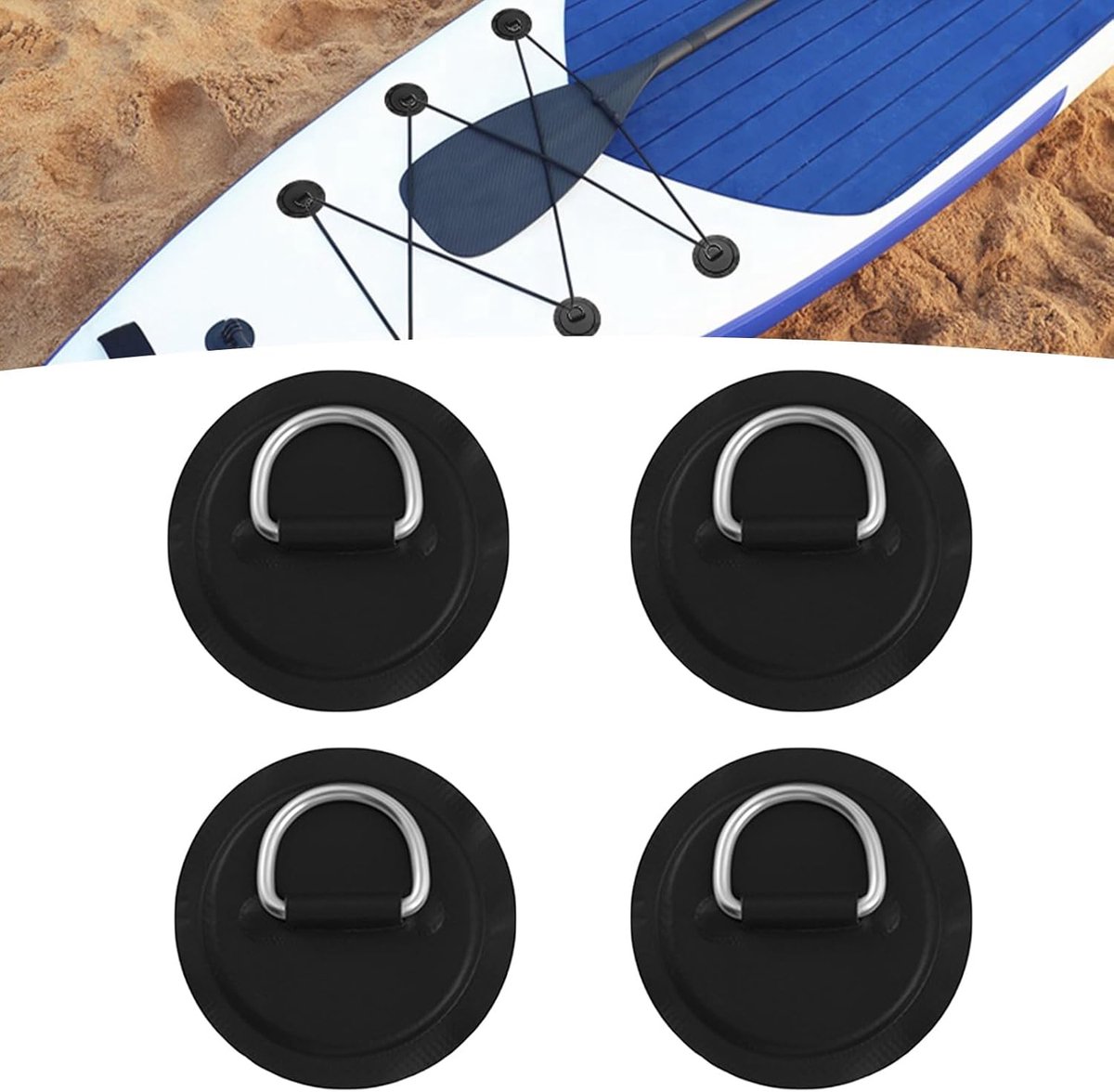 Stalen D-ring patchset voor rubberboot, kajak, SUP, stand-up paddleboard, pvc, D-ring, pad, rafting, boot, reparatieaccessoires, marine, stropdassen downring voor buiten, kano