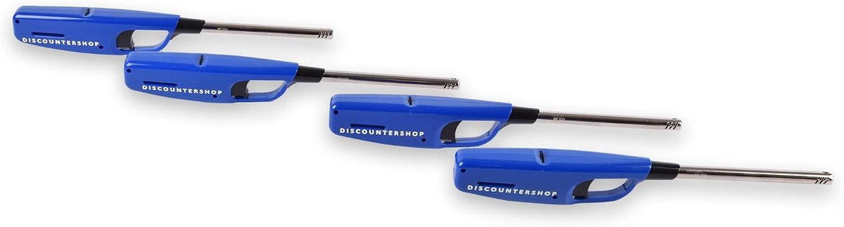 Set van 4 blauwe navulbare aanstekers - mooie lange hals - ideaal voor onderweg en thuis - SnelShoppen