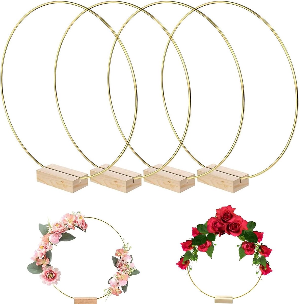 4 stuks 30 cm metalen cirkels voor decoraties, houten cirkel 30 cm, cirkels voor slingers, metalen cirkels voor decoraties, slinger voor bruiloftstafelslingers, kunsthandwerk