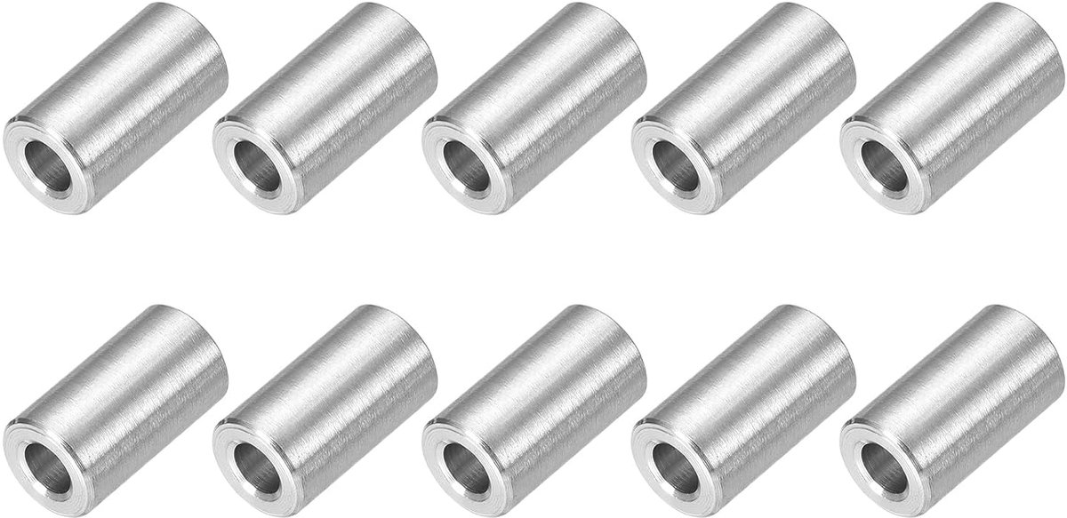 10 stuks afstandshulzen afstandhouders roestvrij staal, 5mm ID x 10mm OD x 18mmL 304 roestvrij staal ronde afstandhouders zonder schroefdraad zuilen voor schroeven 3/16" of M5