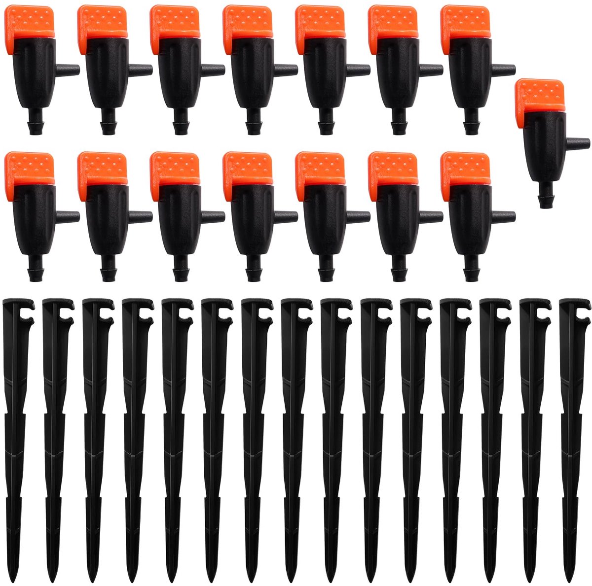 Micro Drupps en 15 Stuks Irrigatie Druppelsteunen voor 4/7 mm Druppelslangen, Druppelsysteem Irrigatiesproeier, Waterirrigatie-Emitter, voor Tuin, Gazon